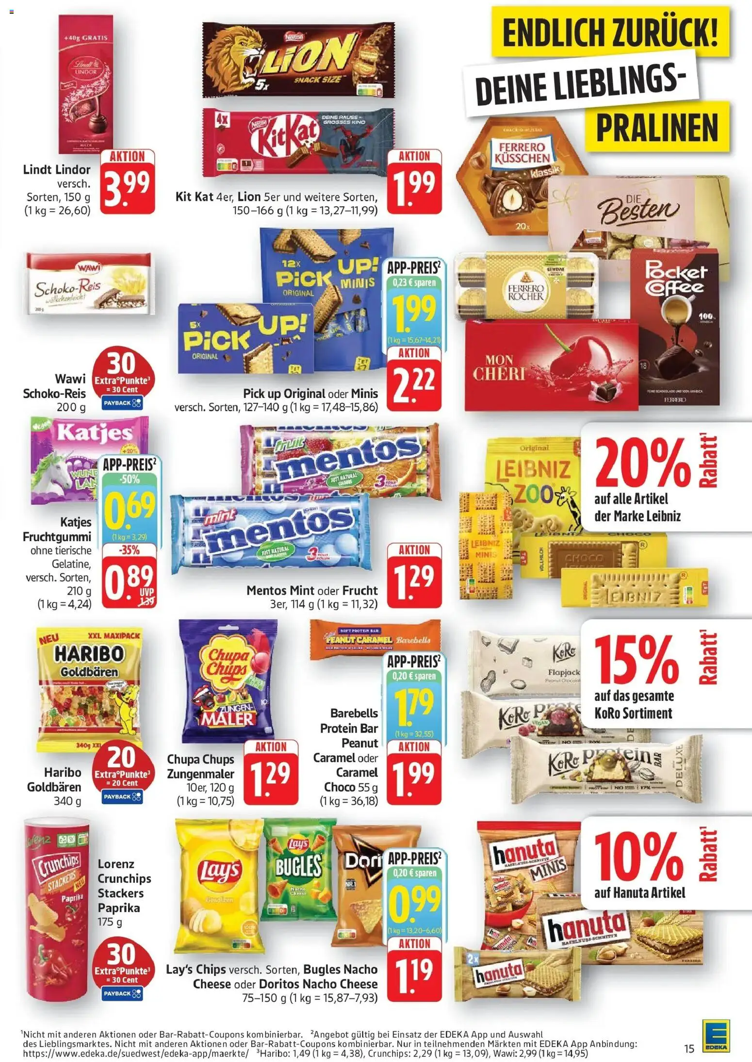 Edeka Prospekt Bad Bergzabern (ab 07.09.2026) » Angebote Online | Seite: 15 | Produkte: Haribo, Lindor, Paprika, Lindt