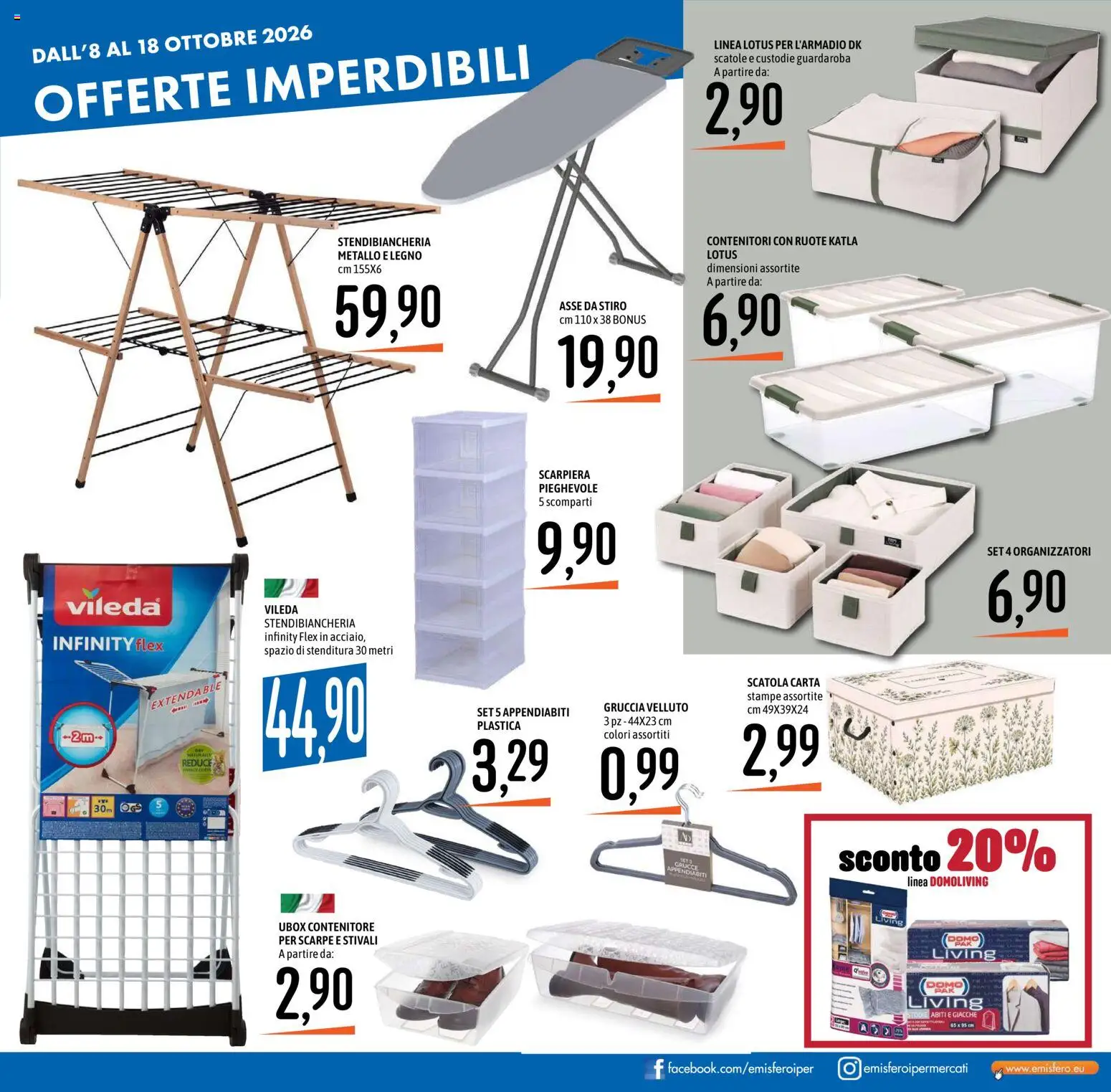 Volantino Emisfero del 08/10/2026 | Pagina: 39 | Prodotti: Stivali, Stendibiancheria, Contenitore, Grucce