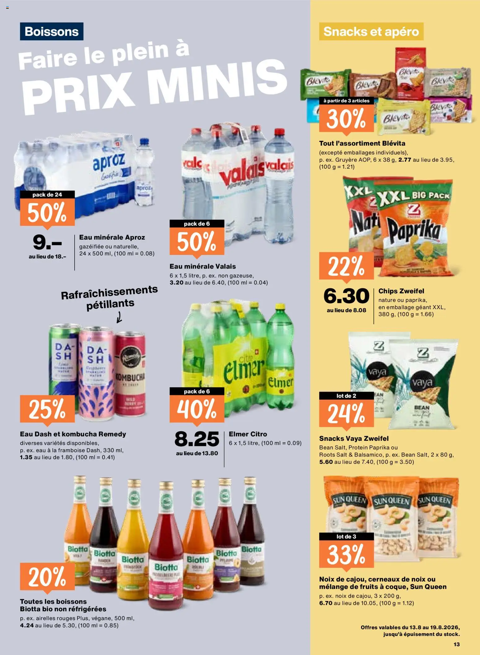 Migros aktionen FR – gültig ab 13.08.2026 | Seite: 13 | Produkte: Snacks, Paprika, Chips