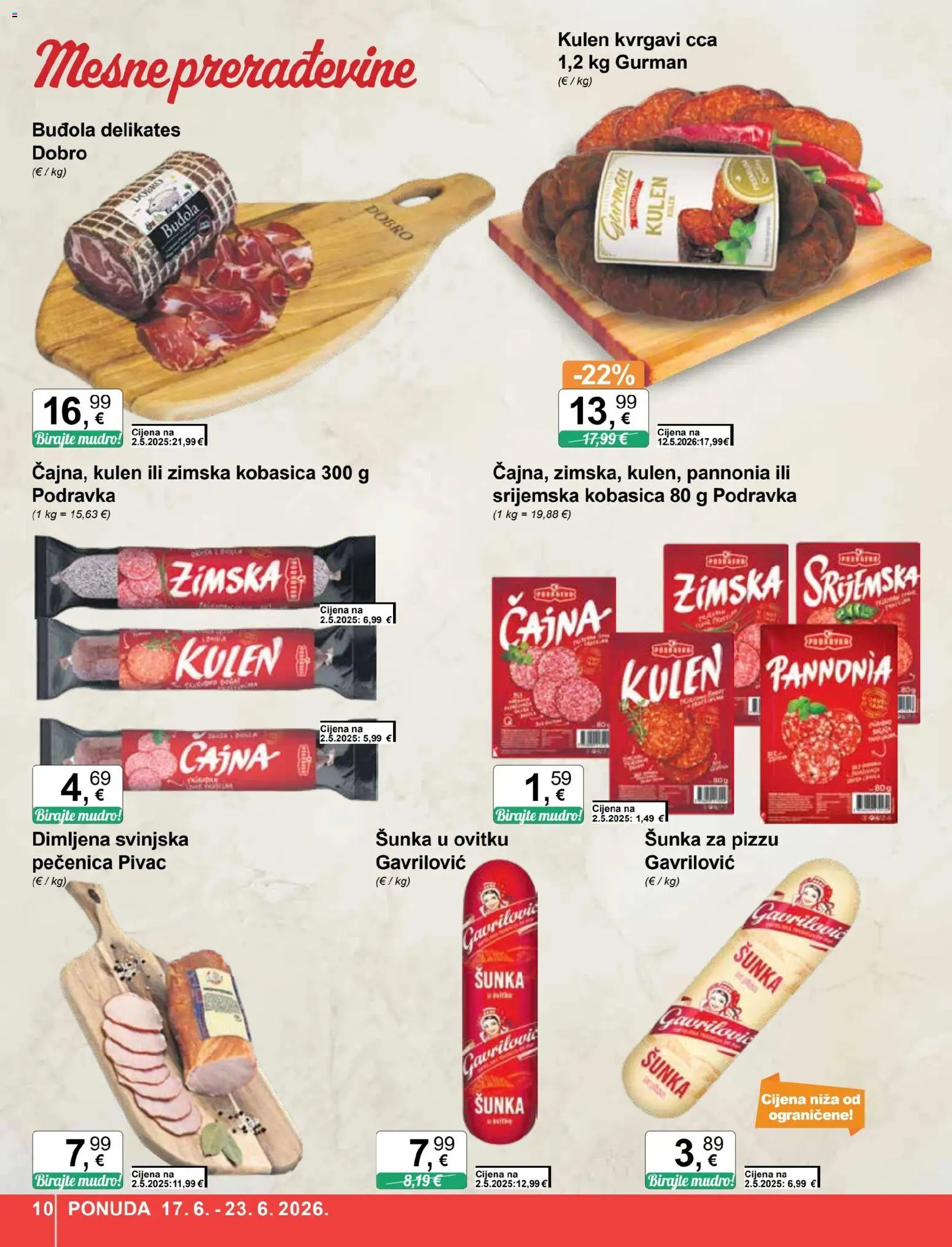 KTC katalog | vrijedi od 17.06.2026 | Stranica: 10 | Proizvodi: Šunka, Podravka, Kobasica, Kulen