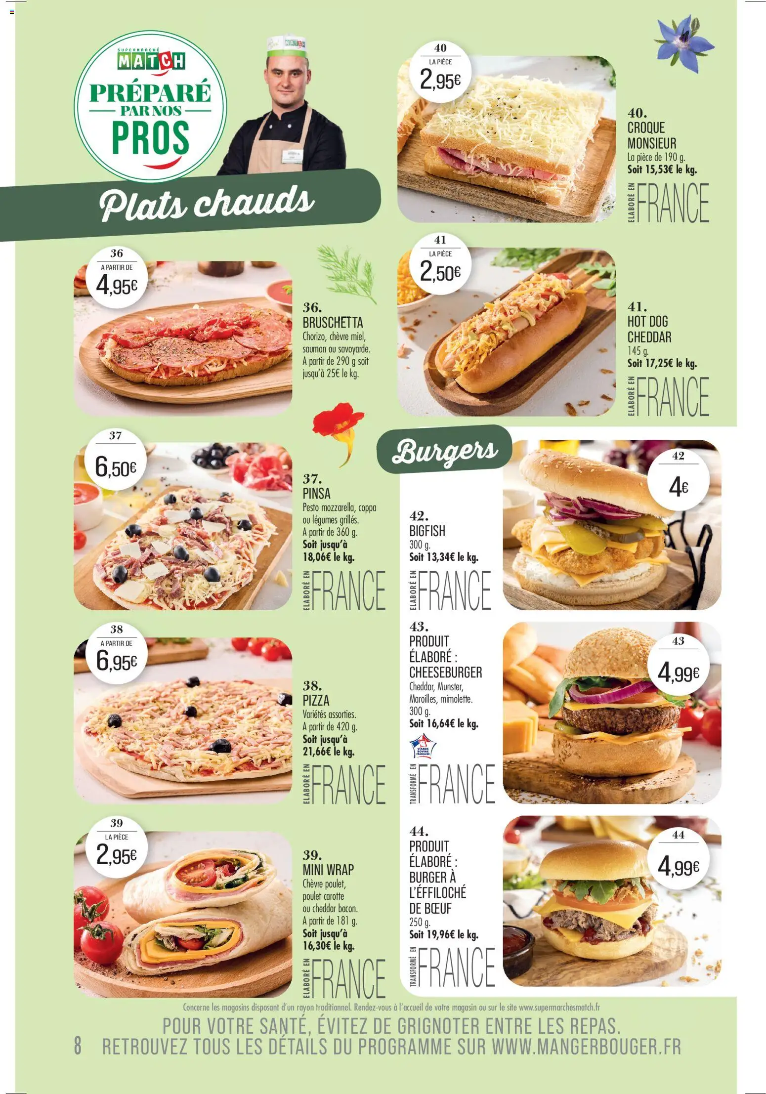 {H1} | Page: 8 | Produits: Pinsa, Cheddar, Saumon, Carotte