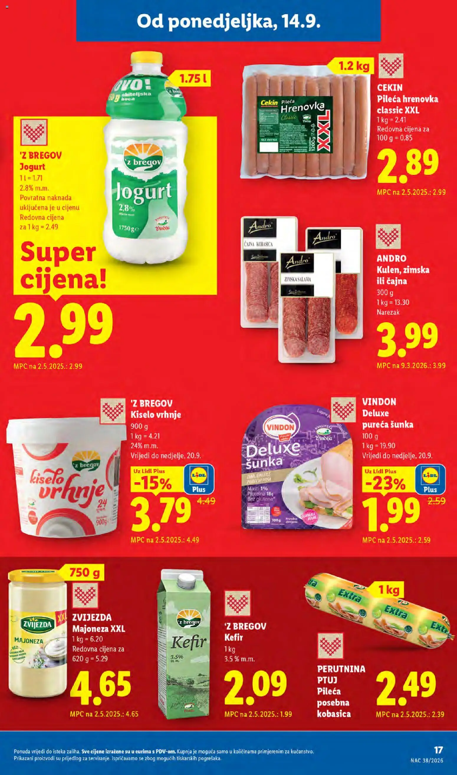 Lidl katalog | vrijedi od 14.09.2026 | Stranica: 17 | Proizvodi: File, Jogurt, Narezak, Kobasica