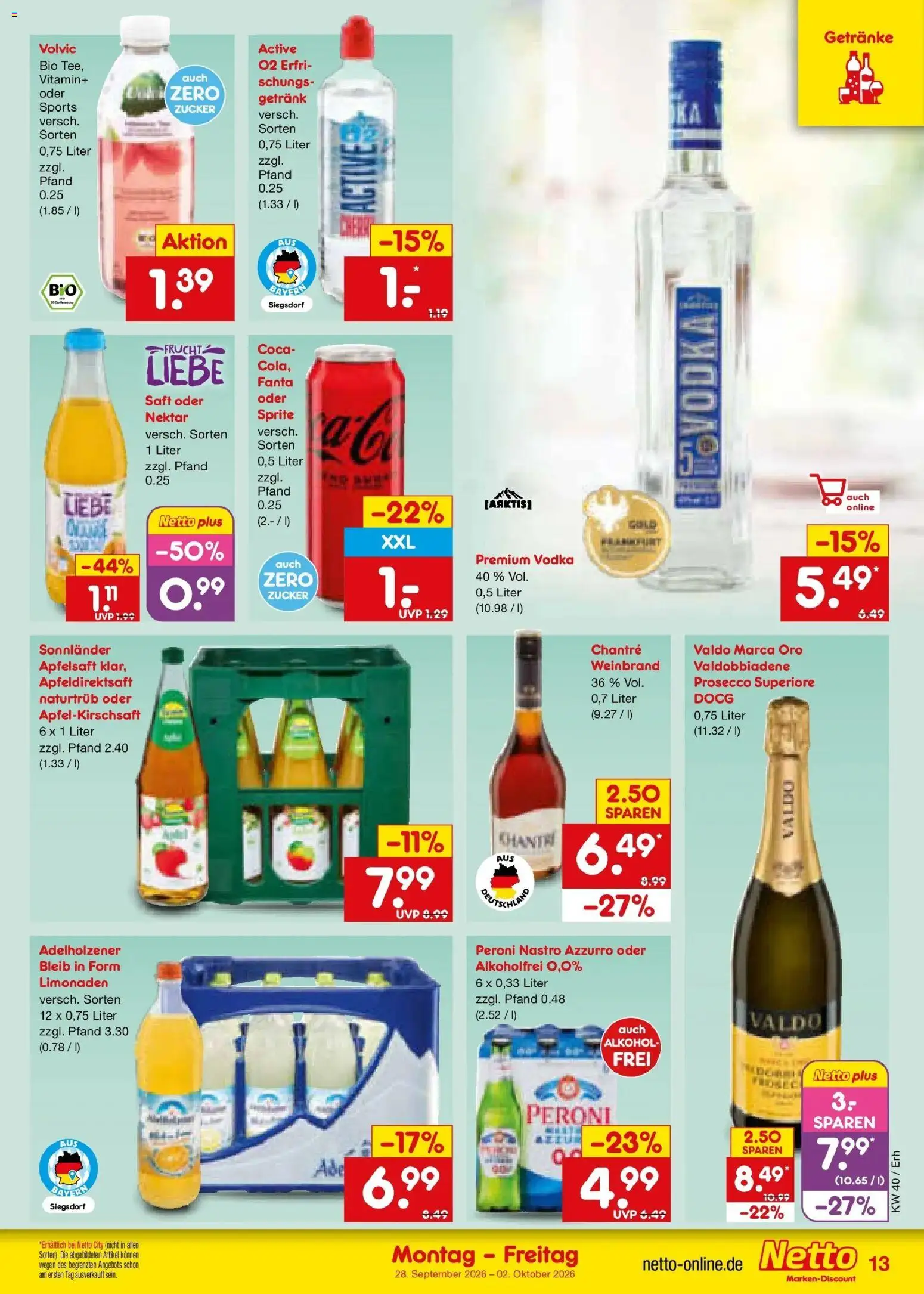 Netto Marken-Discount Prospekt Metten – gültig ab 28.09.2026 | Seite: 19 | Produkte: Fanta, Sprite, Adelholzener, Apfelsaft