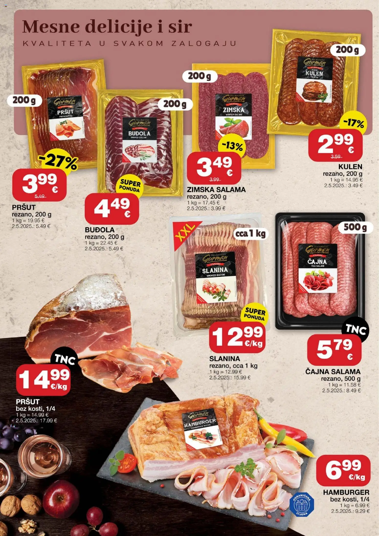 Stanić Diskont katalog | vrijedi od 23.07.2026 | Stranica: 2 | Proizvodi: Salama, Buđola, Slanina, Hamburger