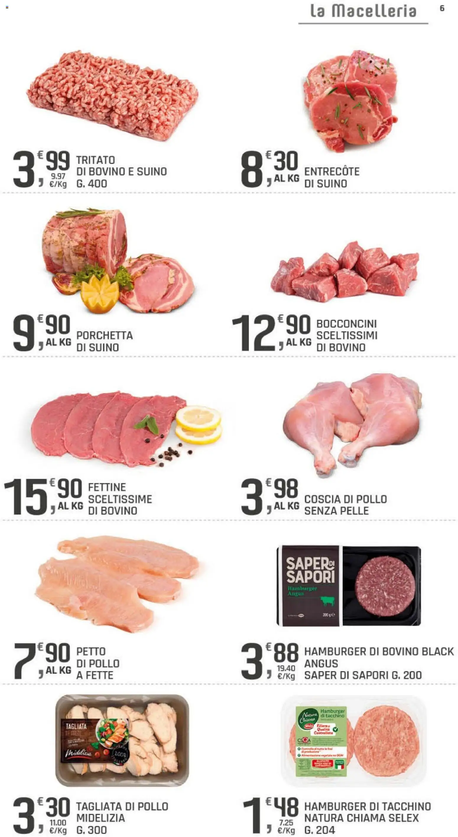 Volantino DOK del 06/10/2026 | Pagina: 6 | Prodotti: Porchetta, Suino, Tacchino, Hamburger