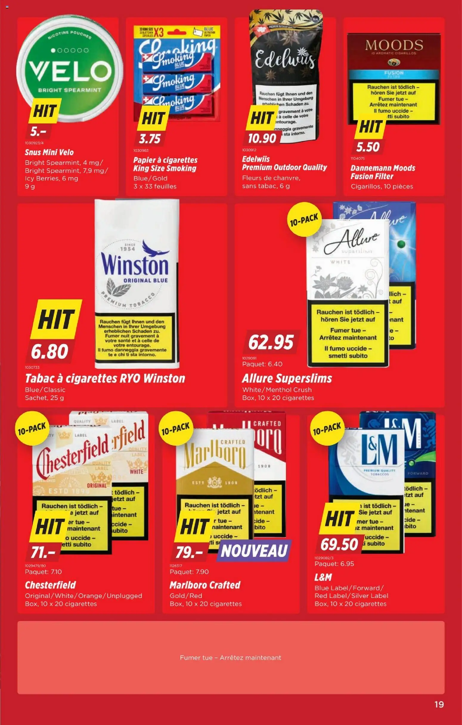 Denner aktionen FR – gültig ab 13.08.2026 | Seite: 19 | Produkte: Smoking
