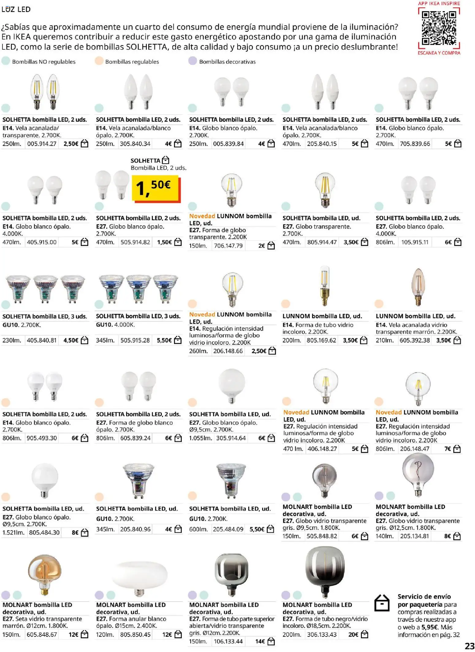 Catálogo IKEA Iluminación y hogar inteligente │ válido desde el 06.03.2026 | Página: 23 | Productos: Vela, Bombilla, Galette de chaise