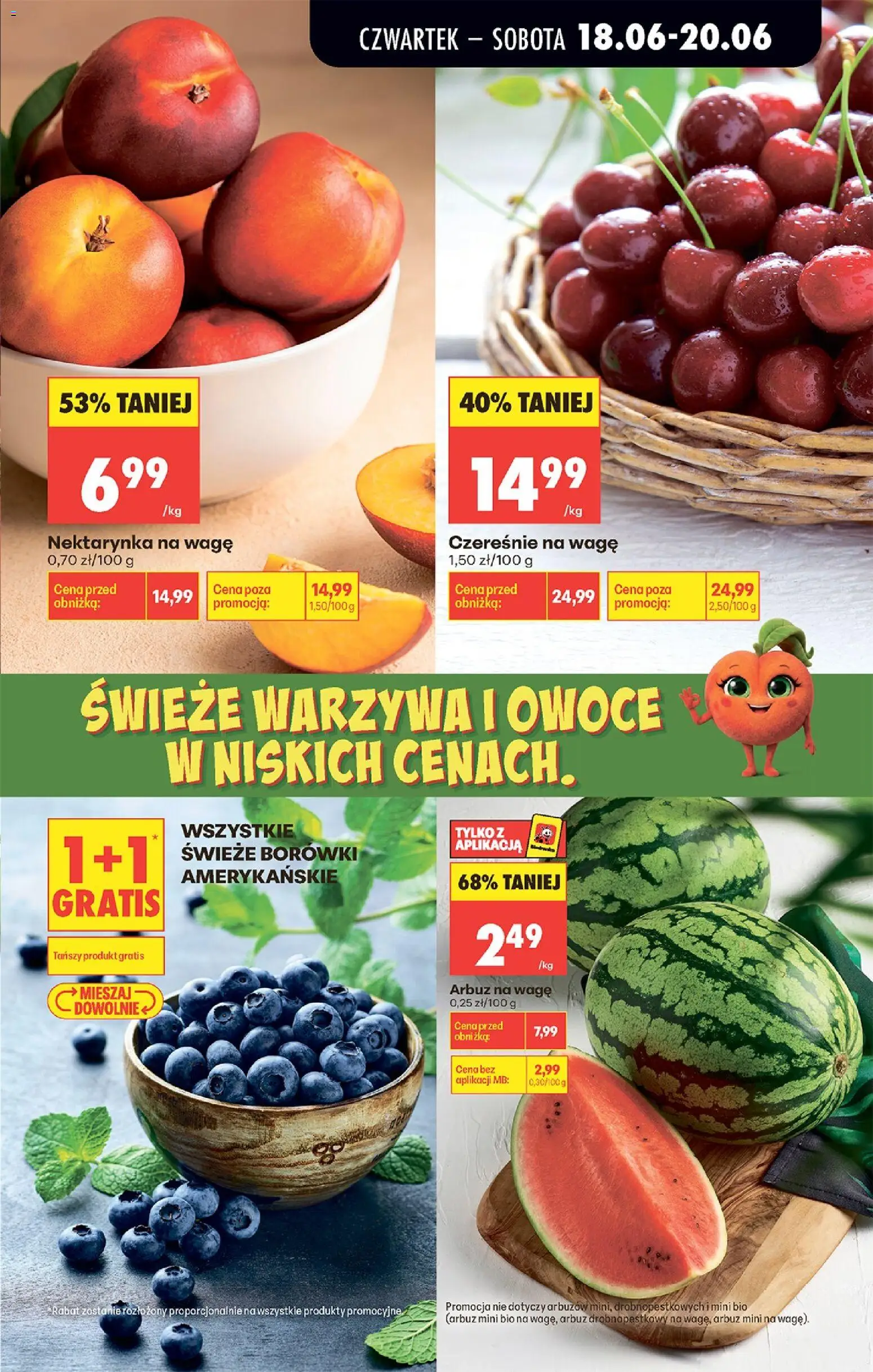 Biedronka gazetka od czwartku od 18.06.2026 | Strona: 25 | Produkty: Nektarynka, Arbuz, Warzywa, Owoce