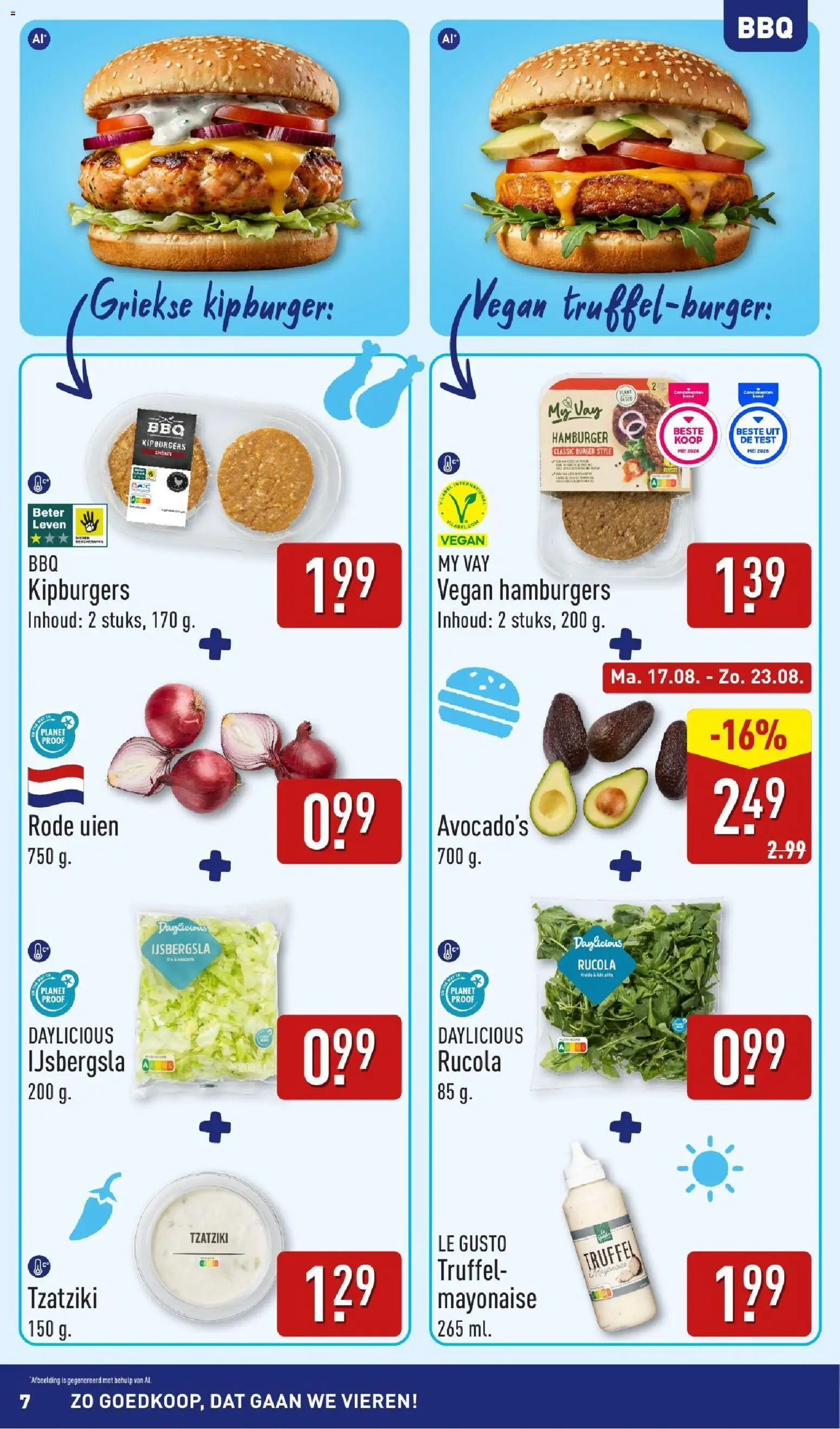 {H1} | Pagina: 7 | Producten: Rucola, Hamburger, IJsbergsla, Mayonaise
