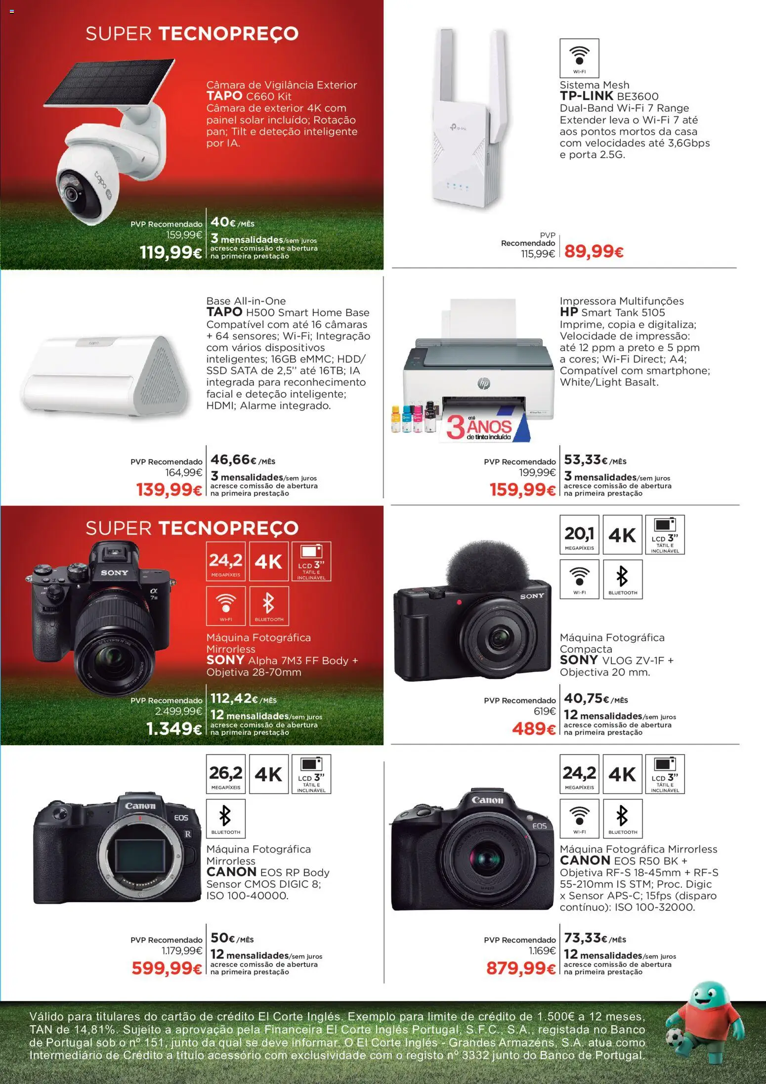 El Corte Ingles Promoção │ válido de 17/07/2026 | Página: 9 | Produtos: Impressora, Banco, Máquina fotográfica, Base