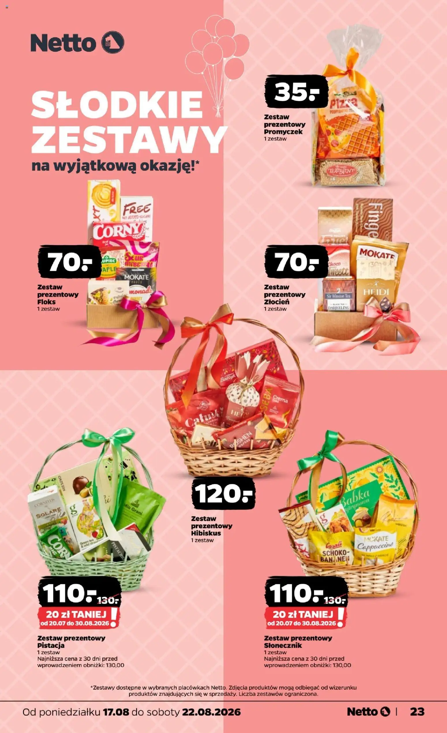 Netto gazetka od poniedziałku od 17.08.2026 | Strona: 23 | Produkty: Hibiskus, Cappuccino, Słonecznik, Babka