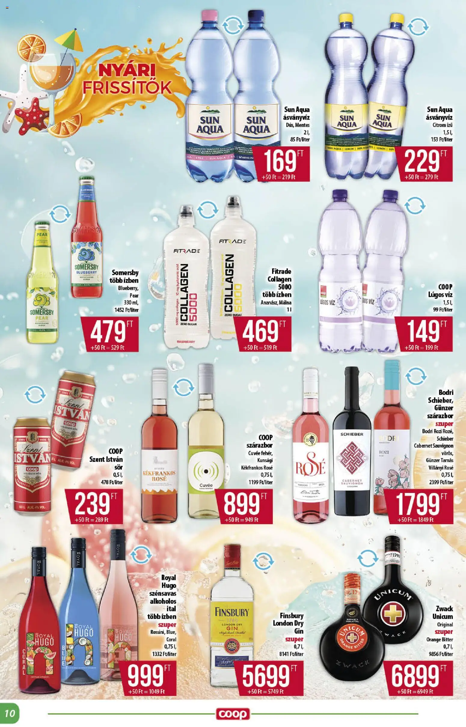 COOP akciós ujság - amely érvényes a következő dátumtól: 2026.08.13. | Oldal: 10 | Termékek: Málna, Unicum, Ásványvíz, Citrom