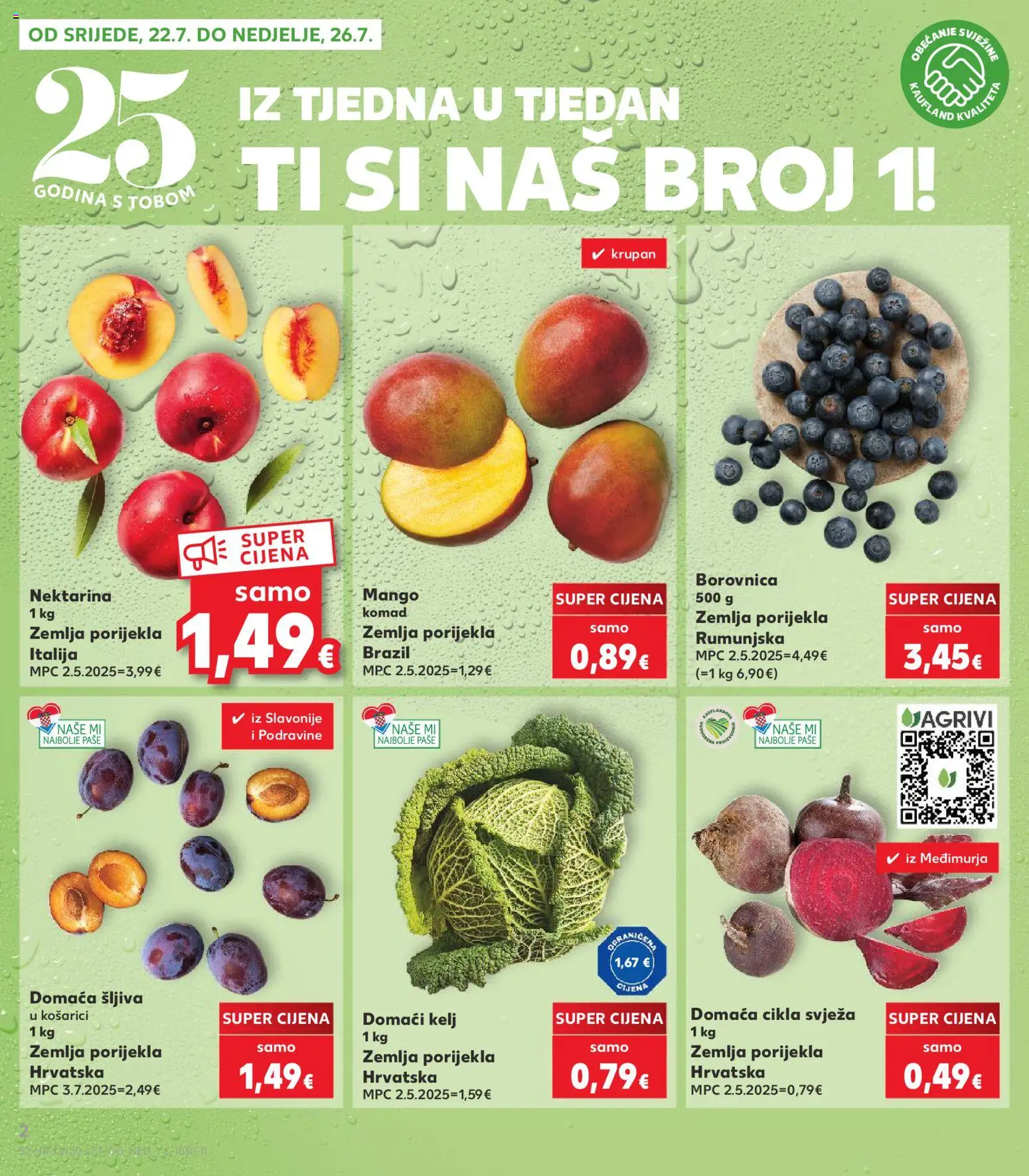 Kaufland HR akciós ujság - amely érvényes a következő dátumtól: 2026.07.22. | Oldal: 2 | Termékek: Mangó