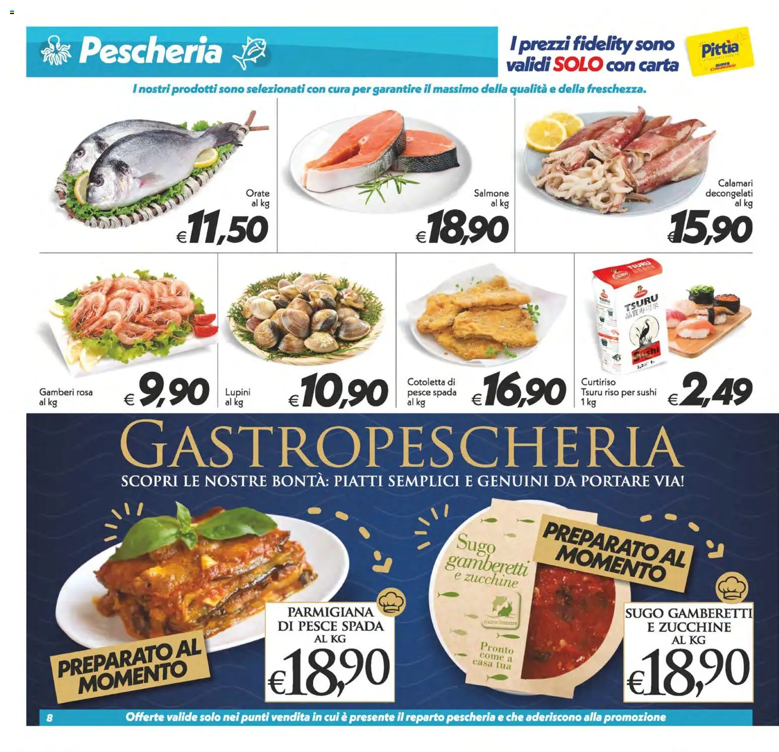 Volantino SuperConveniente del 23/10/2026 | Pagina: 8 | Prodotti: Salmone, Piatti, Calamari, Zucchine