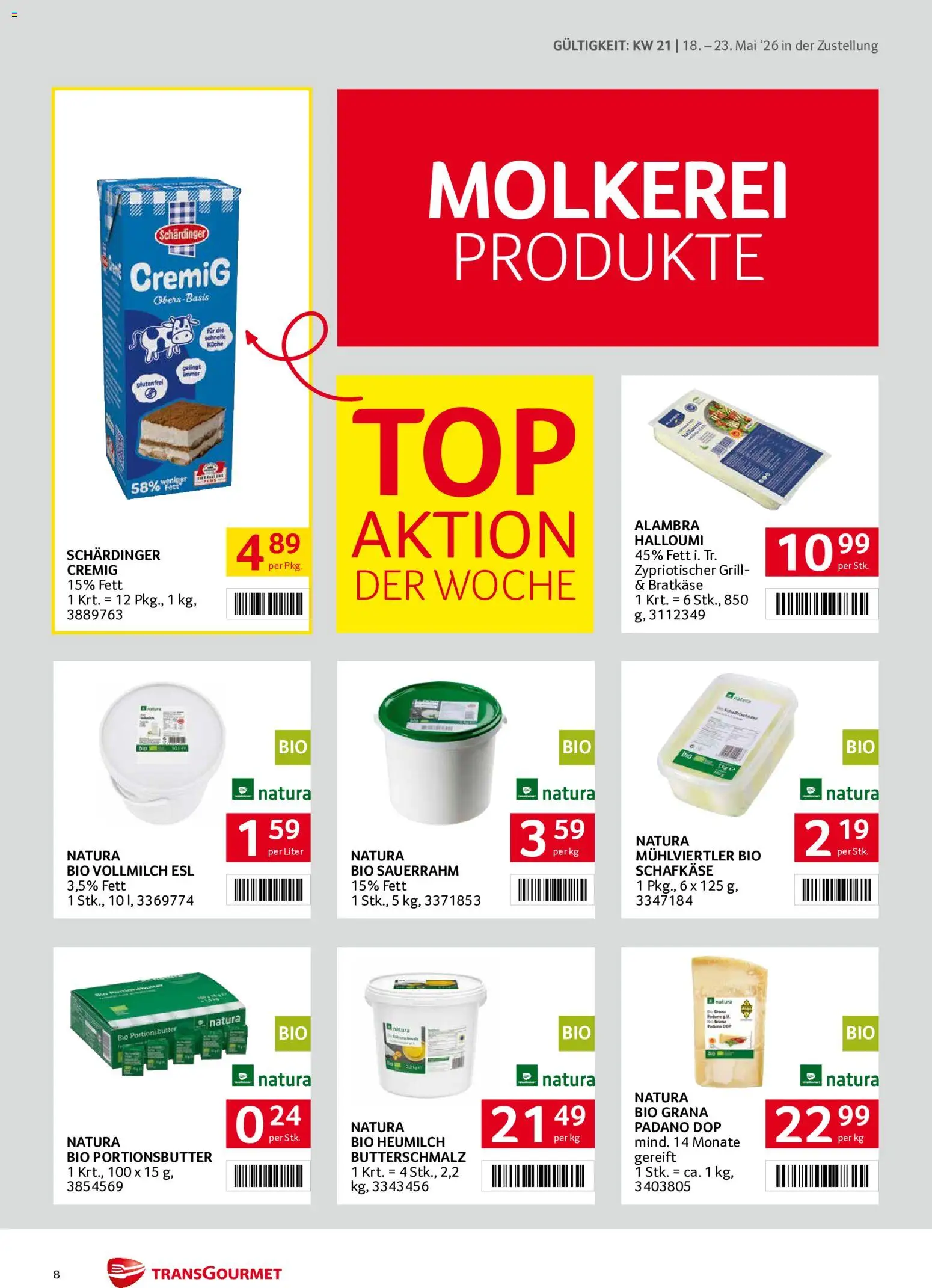 Transgourmet Zustellaktion gültig ab 18.05.2026 | Seite: 8 | Produkte: Grill, Sauerrahm