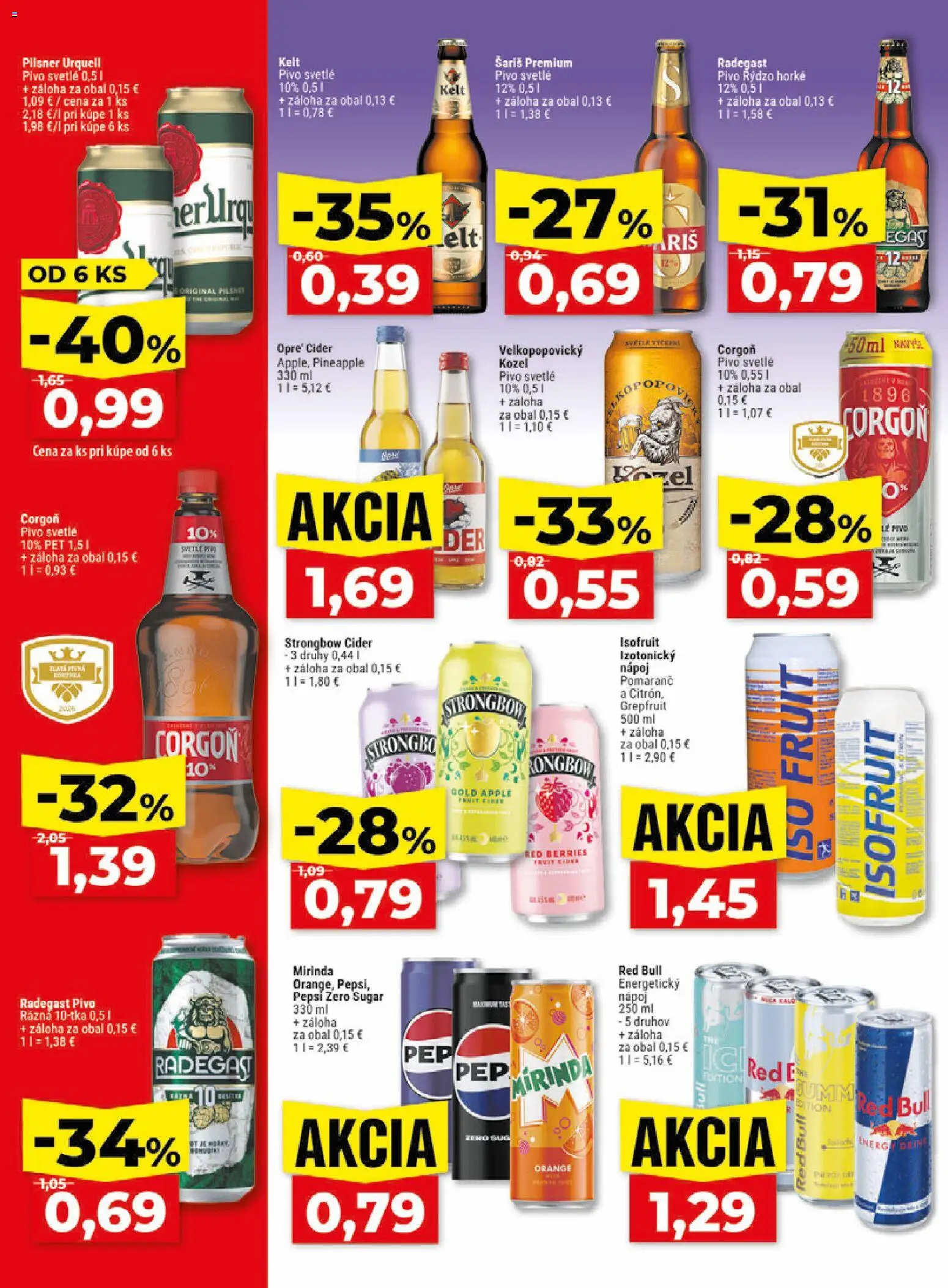 Nové Klas akcie – leták je platný od 17.08.2026 | Strana: 23 | Produkty: Šariš, Strongbow, Pepsi, Pepsi Zero