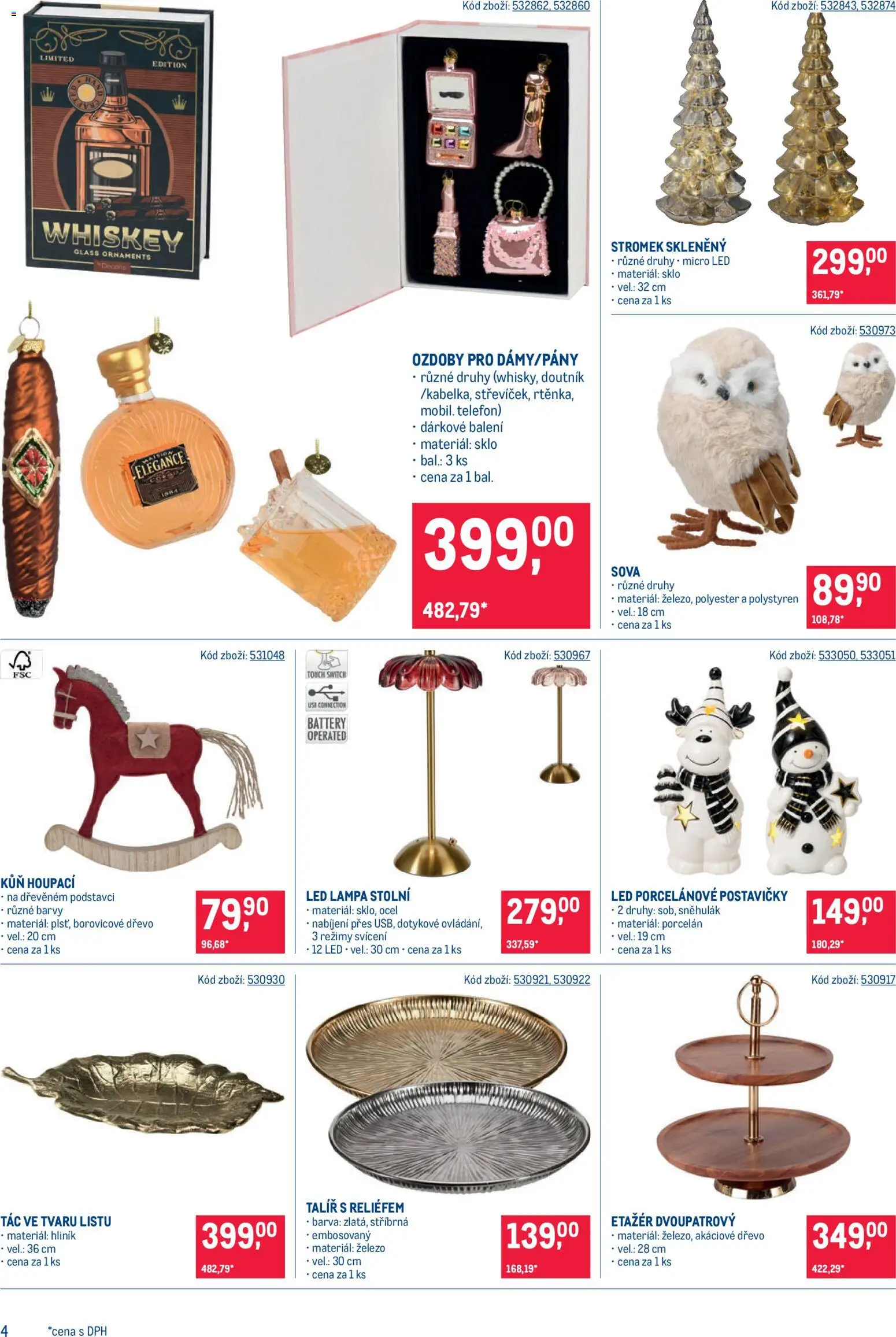 Makro leták - Dekorace od 21.10.2026 | Strana: 4 | Produkty: LED lampa, Sova, USB, Talíř