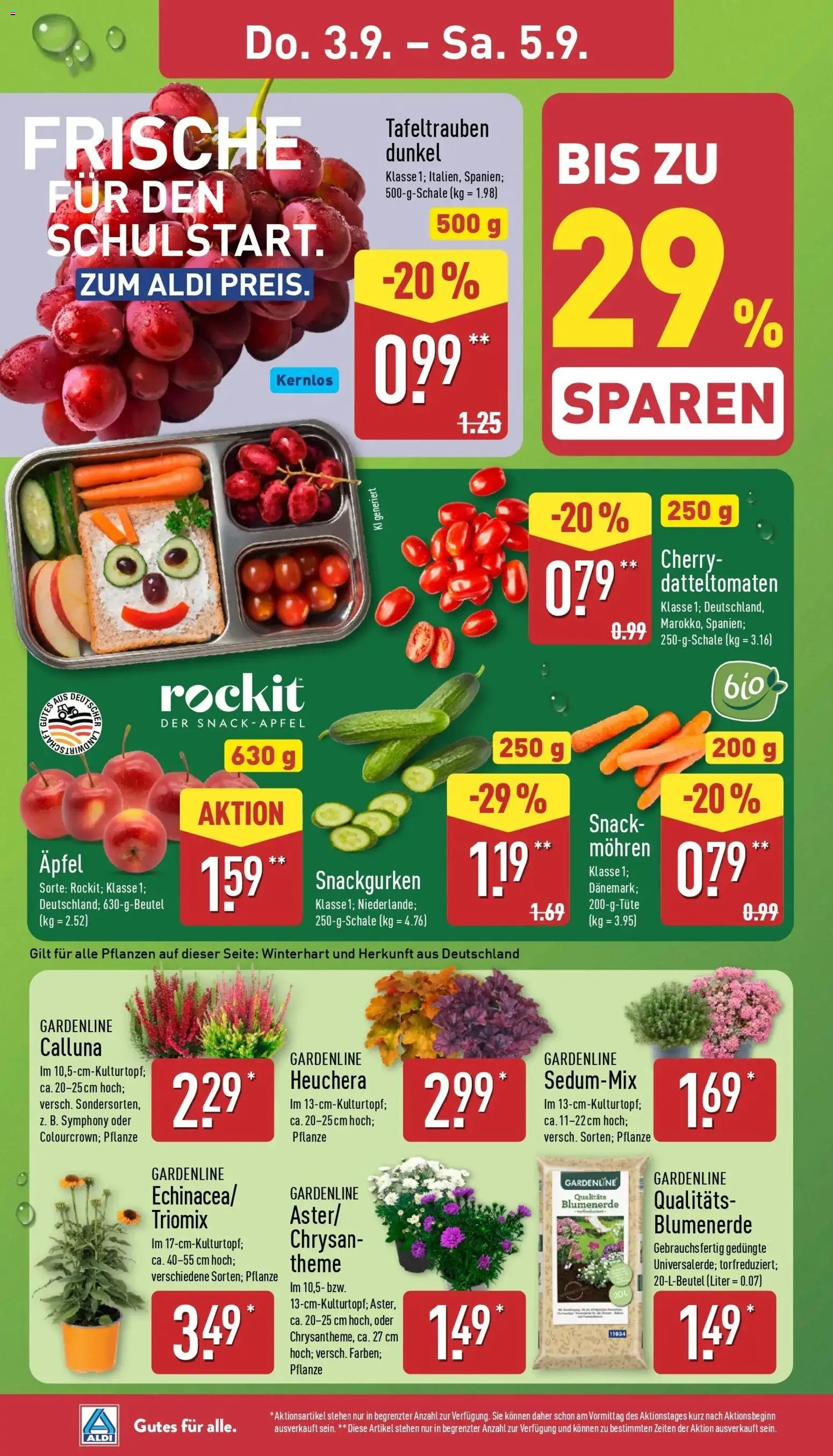 Aldi Aktueller Prospekt (ab 31.08.2026) » Angebote Online | Seite: 28 | Produkte: Äpfel, Mohren, Blumenerde
