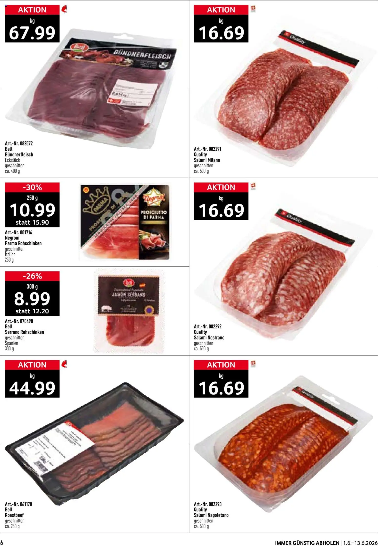 Prodega aktionen WM 2026 – gültig ab 01.06.2026 | Seite: 6 | Produkte: Salami, Tabasco Sauce