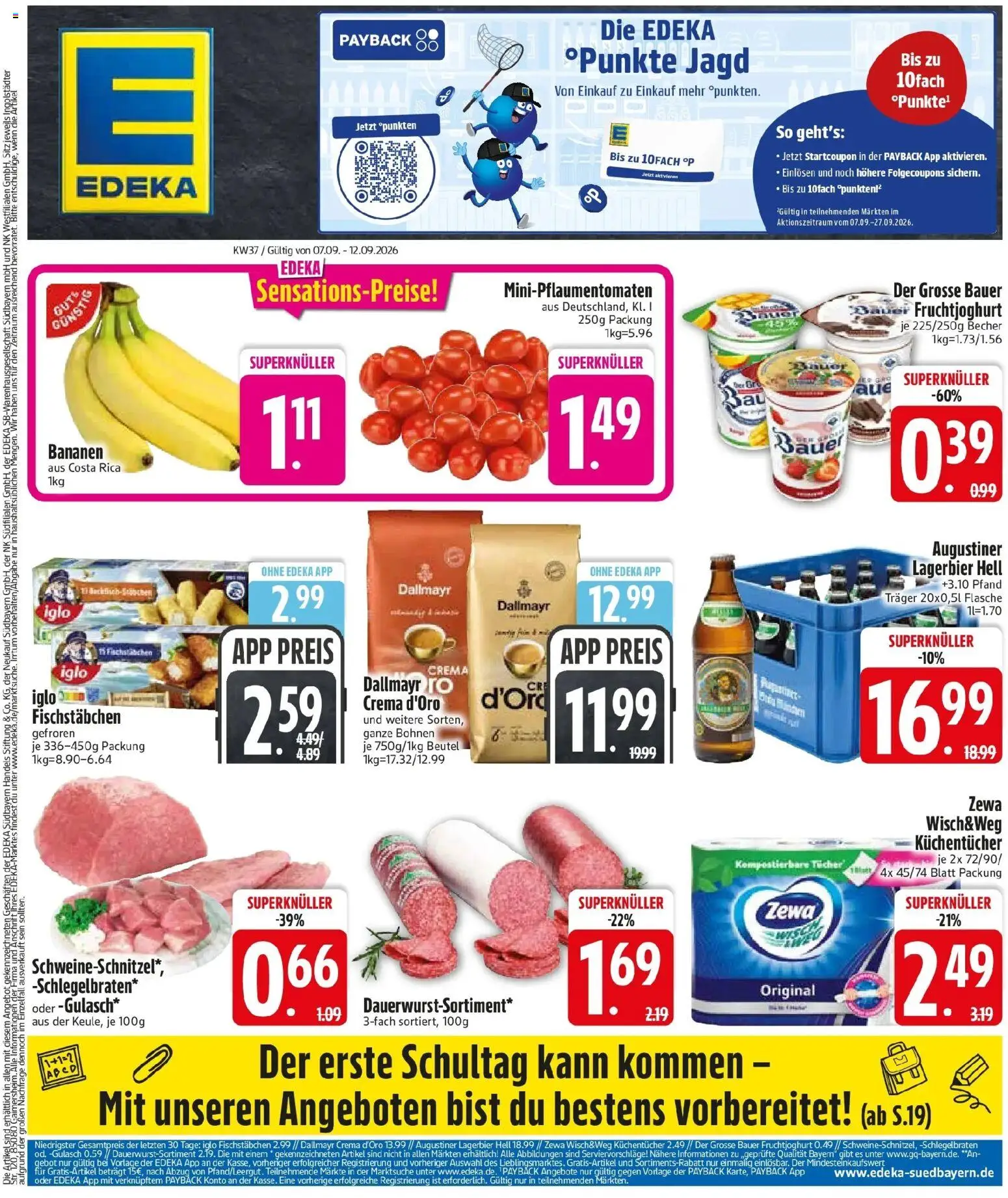 Edeka Prospekt München (ab 07.09.2026) » Angebote Online | Seite: 3 | Produkte: Iglo, Bananen, Fruchtjoghurt, Dallmayr