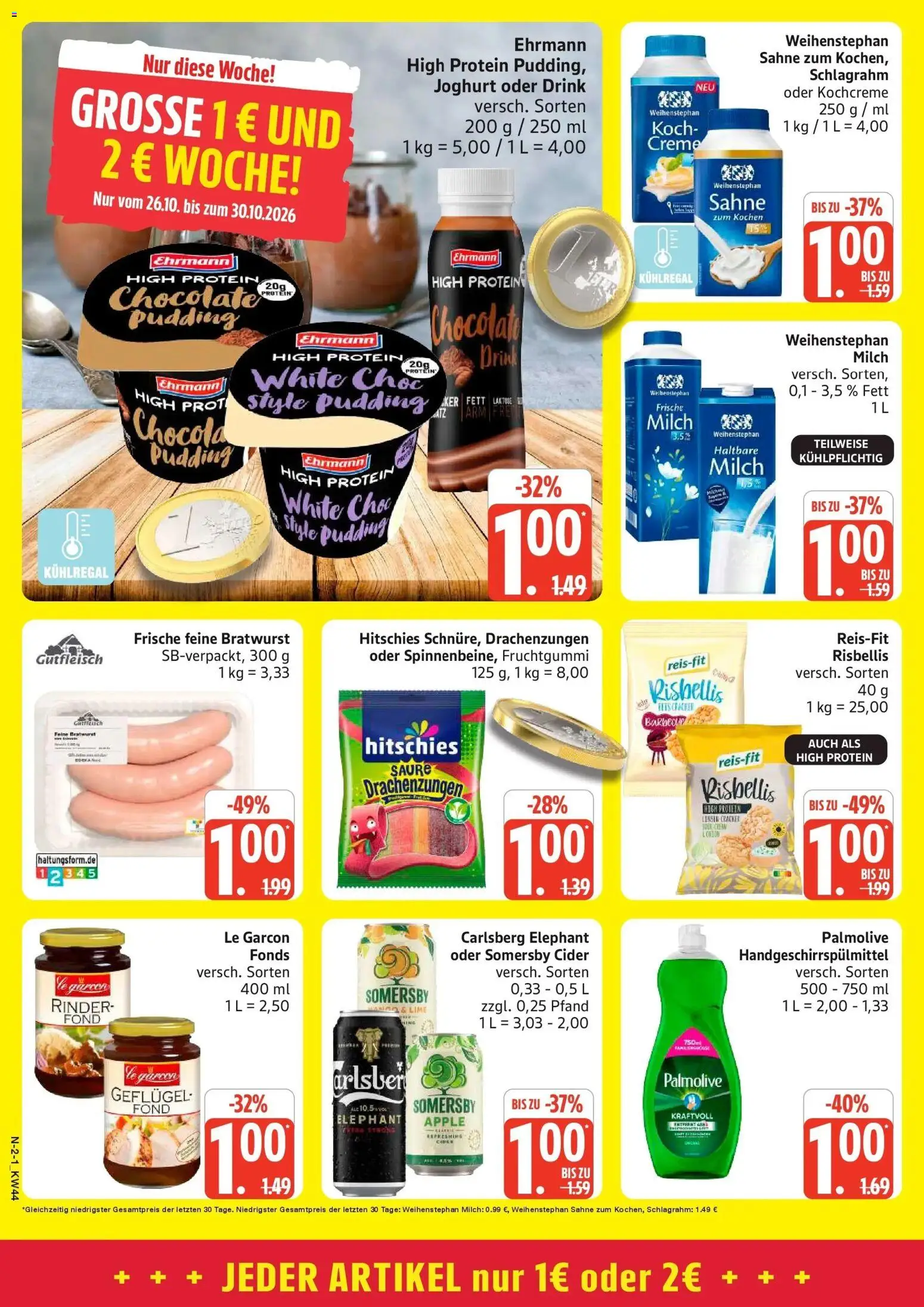 Edeka Prospekt Rostock (ab 26.10.2026) » Angebote Online | Seite: 2 | Produkte: Carlsberg, Milch, Pudding, Sahne