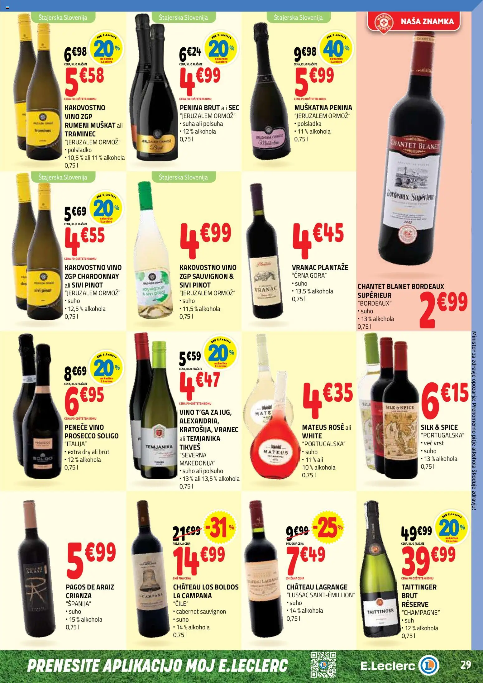Novi E.leclerc katalog ponudbe – veljaven od 03.06.2026 | Stran: 29 | Izdelki: Penina, Vino