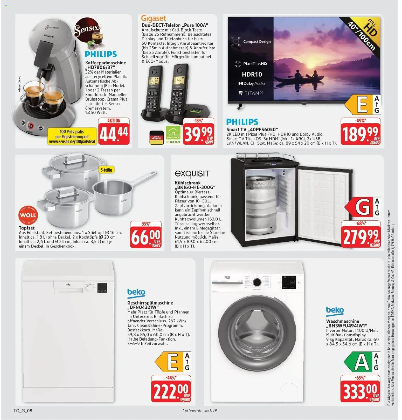 Marktkauf Prospekt Weil Am Rhein (ab 21.09.2026) » Angebote online | Seite: 36 | Produkte: Senseo, Kühlschrank, Waschmaschine, Geschirrspülmaschine