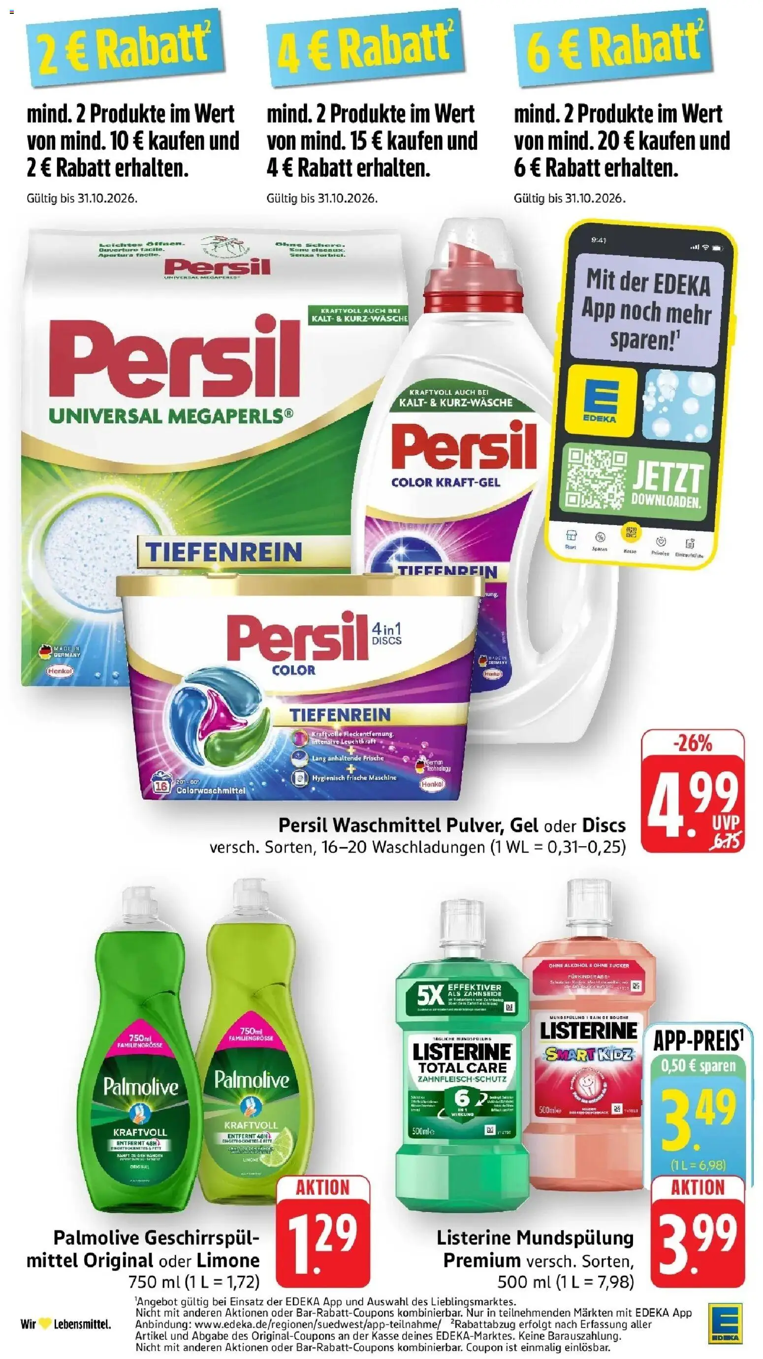 E center Prospekt Sigmaringen (ab 26.10.2026) zum Blättern | Seite: 38 | Produkte: Waschmittel, Alkohol, Zucker, Listerine