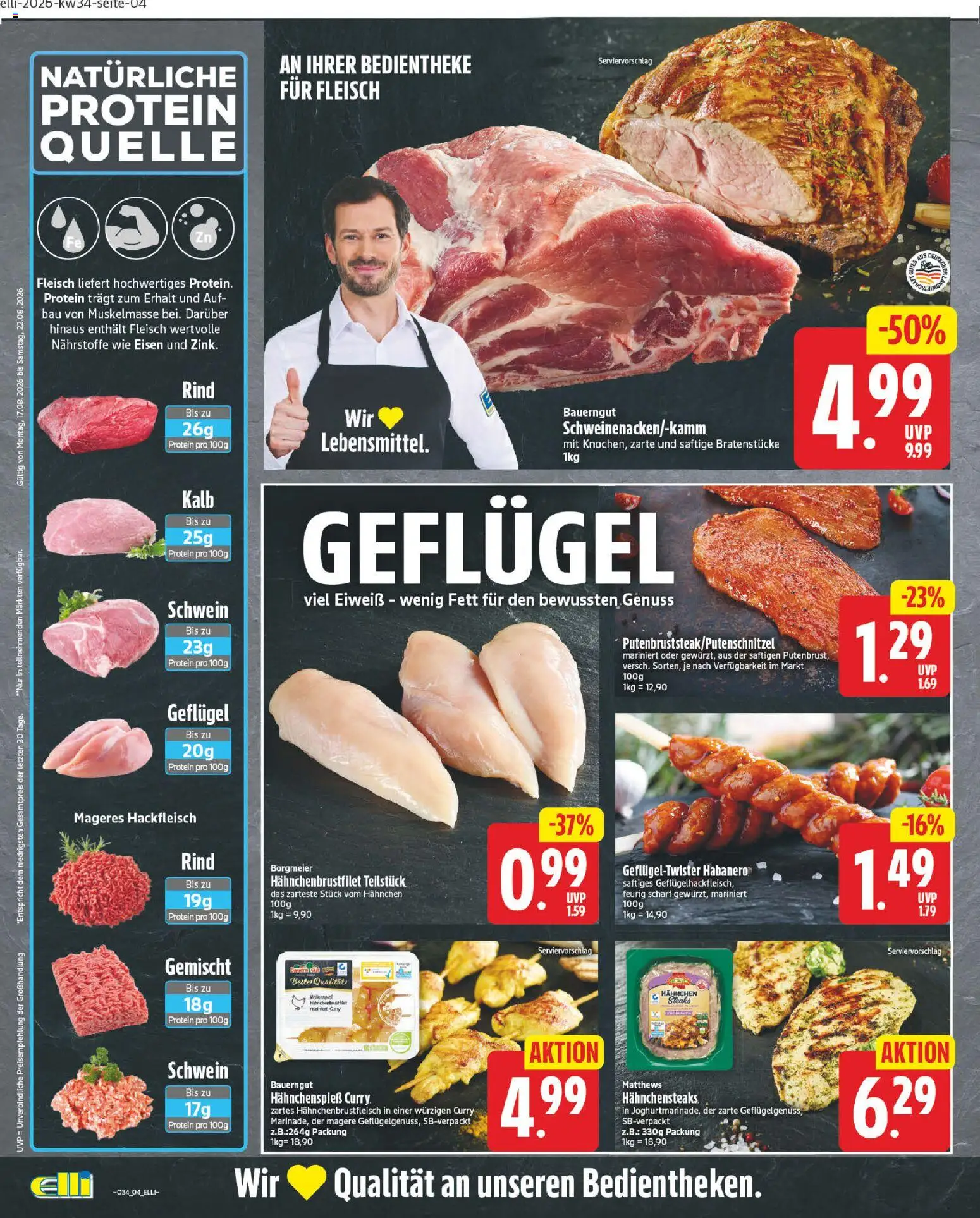 Elli Markt Prospekt Delbrück – gültig ab 17.08.2026 | Seite: 4 | Produkte: Hahnchen, Bauerngut, Fleisch, Hackfleisch