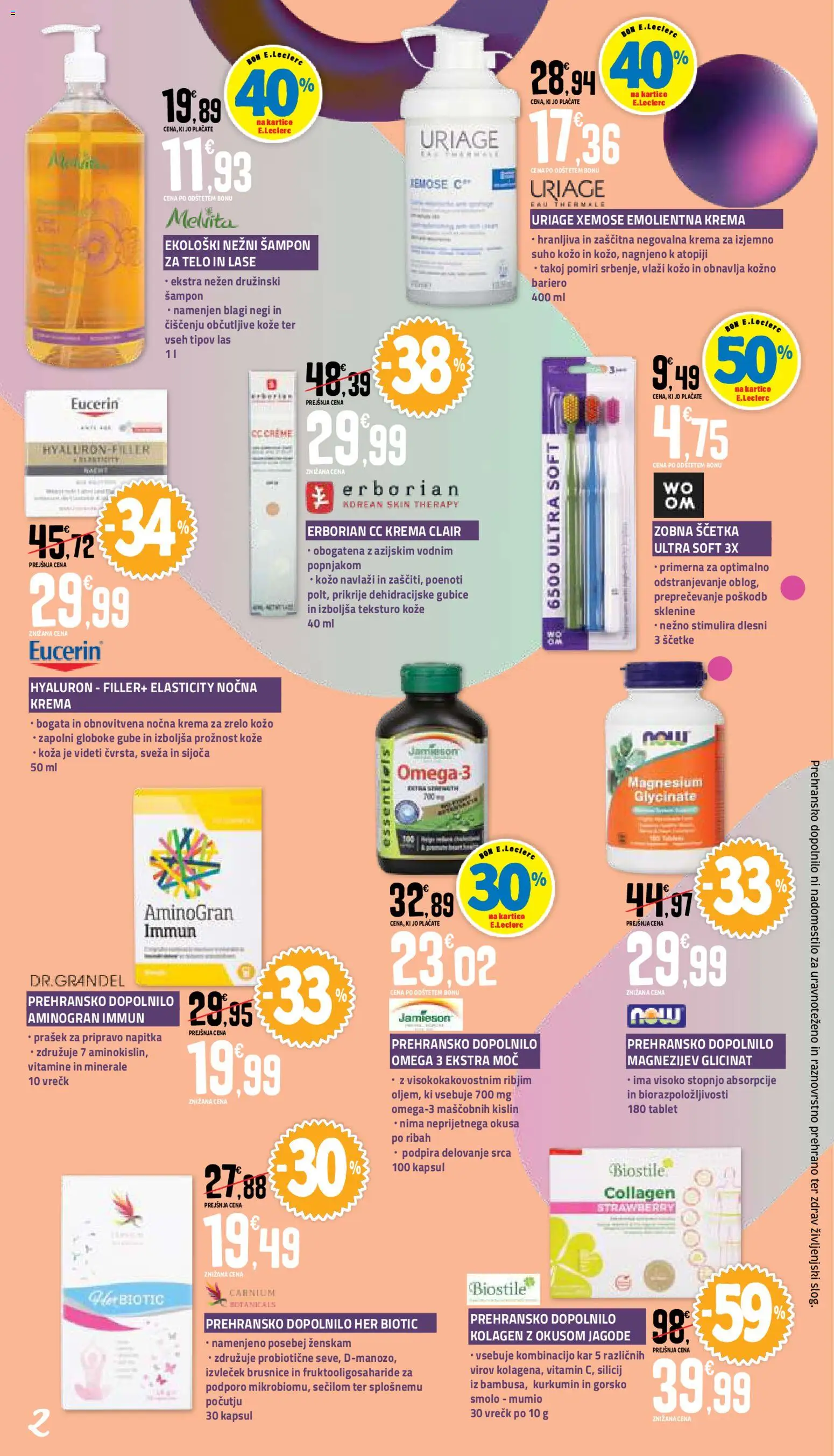Novi E.leclerc katalog ponudbe – veljaven od 04.09.2026 | Stran: 2 | Izdelki: Cc krema, Sampon, Zobna scetka, Jagode