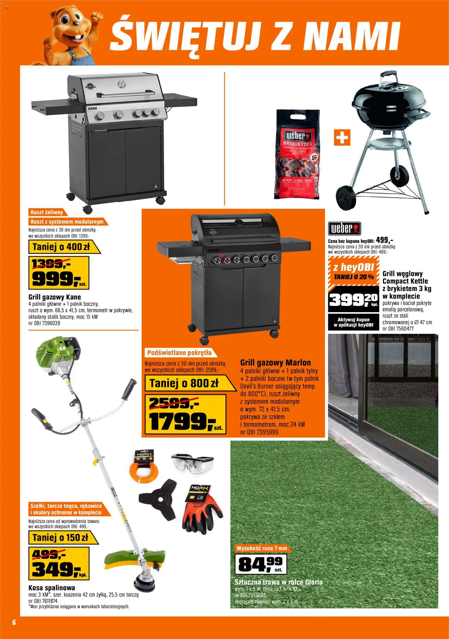 OBI gazetka od 17.06.2026 | Strona: 6 | Produkty: Grill, Termometr, Grill gazowy, Ruszt