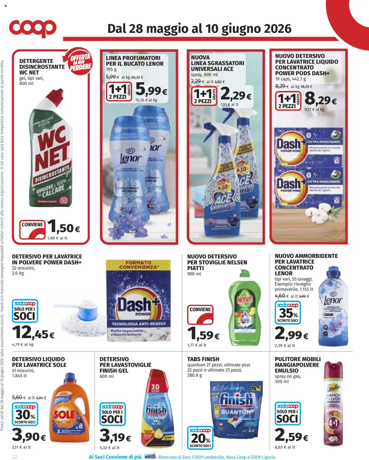 Volantino COOP del 28.05.2026 | Pagina: 22 | Prodotti: Ammorbidente, Lavatrice, Lavastoviglie, Data