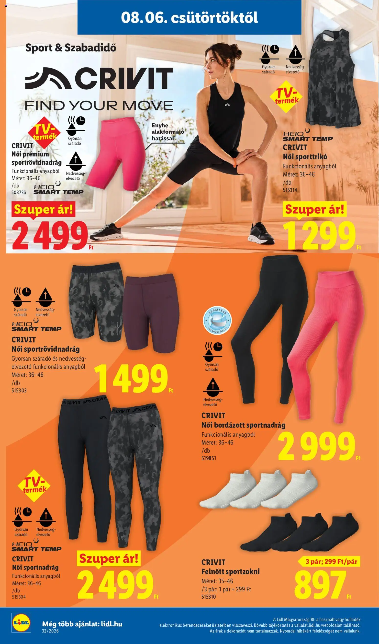 Lidl akciós ujság - amely érvényes a következő dátumtól: 2026.08.06. | Oldal: 10 | Termékek: Leggings