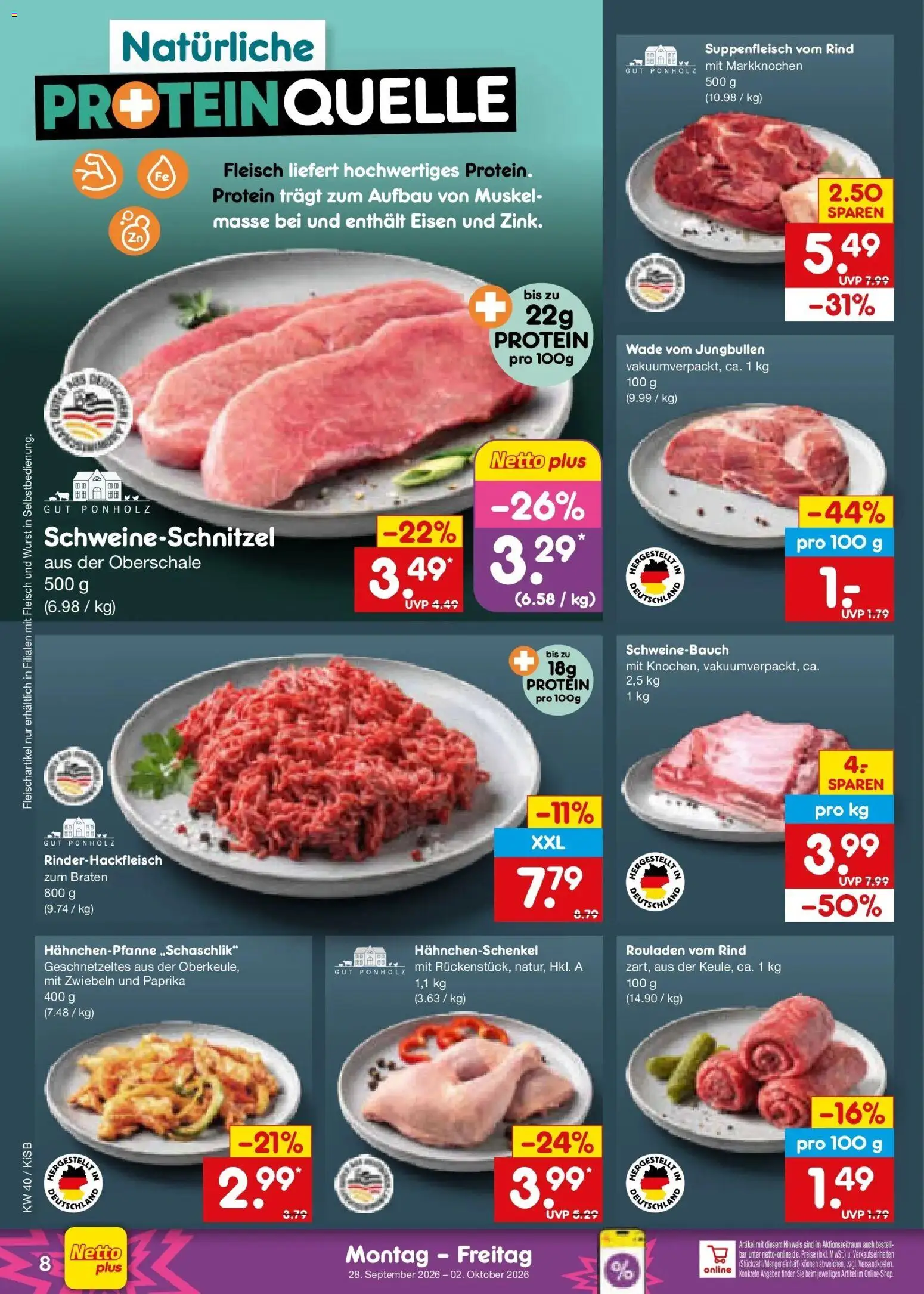 Netto Marken-Discount Prospekt Bad Friedrichshall – gültig ab 28.09.2026 | Seite: 10 | Produkte: Zwiebeln, Paprika, Suppenfleisch, Wurst