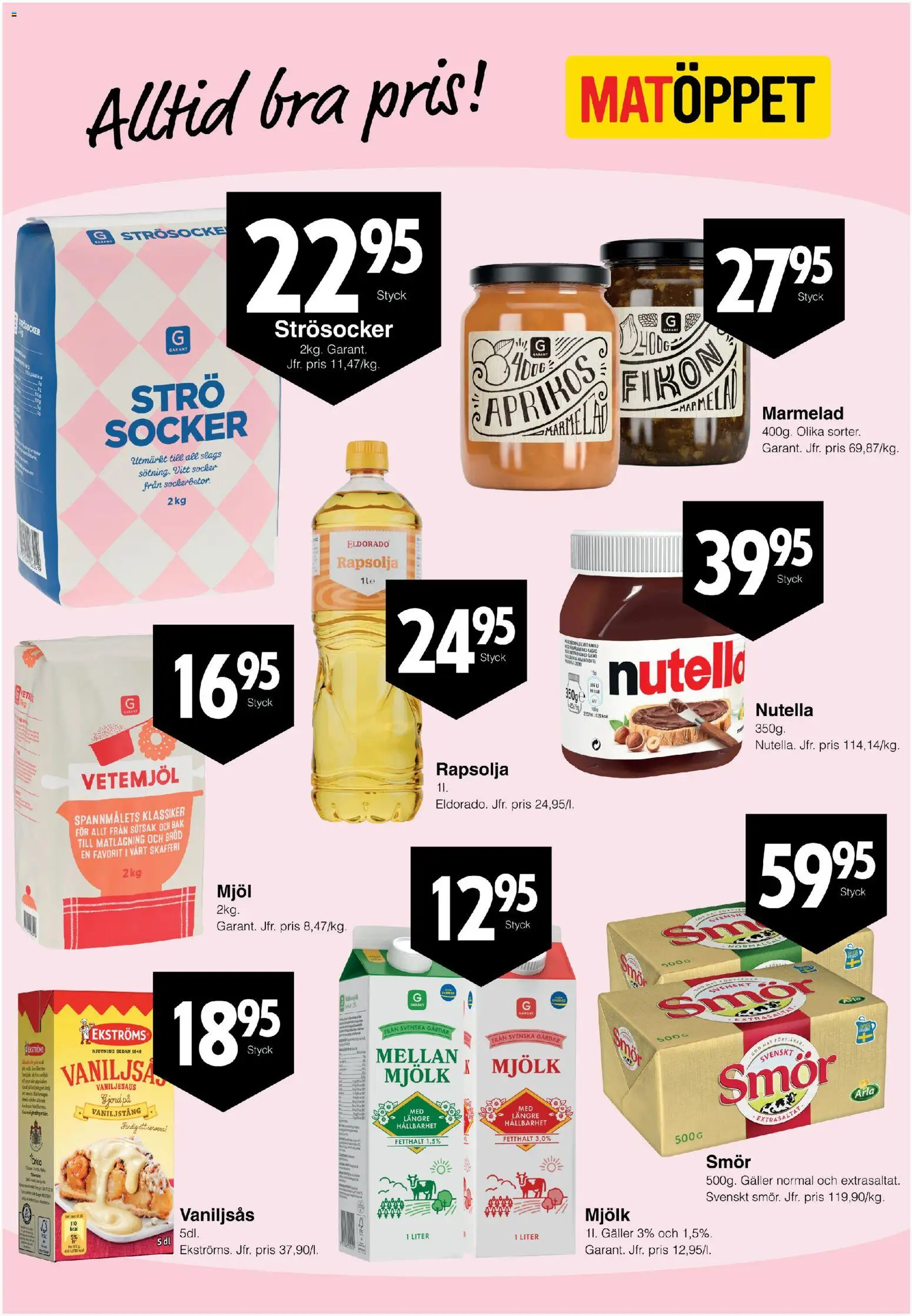 Matöppet reklamblad aktuell från 26/10/2026 | Sida: 3 | Produkter: Strösocker, Smör, Rapsolja, Nutella