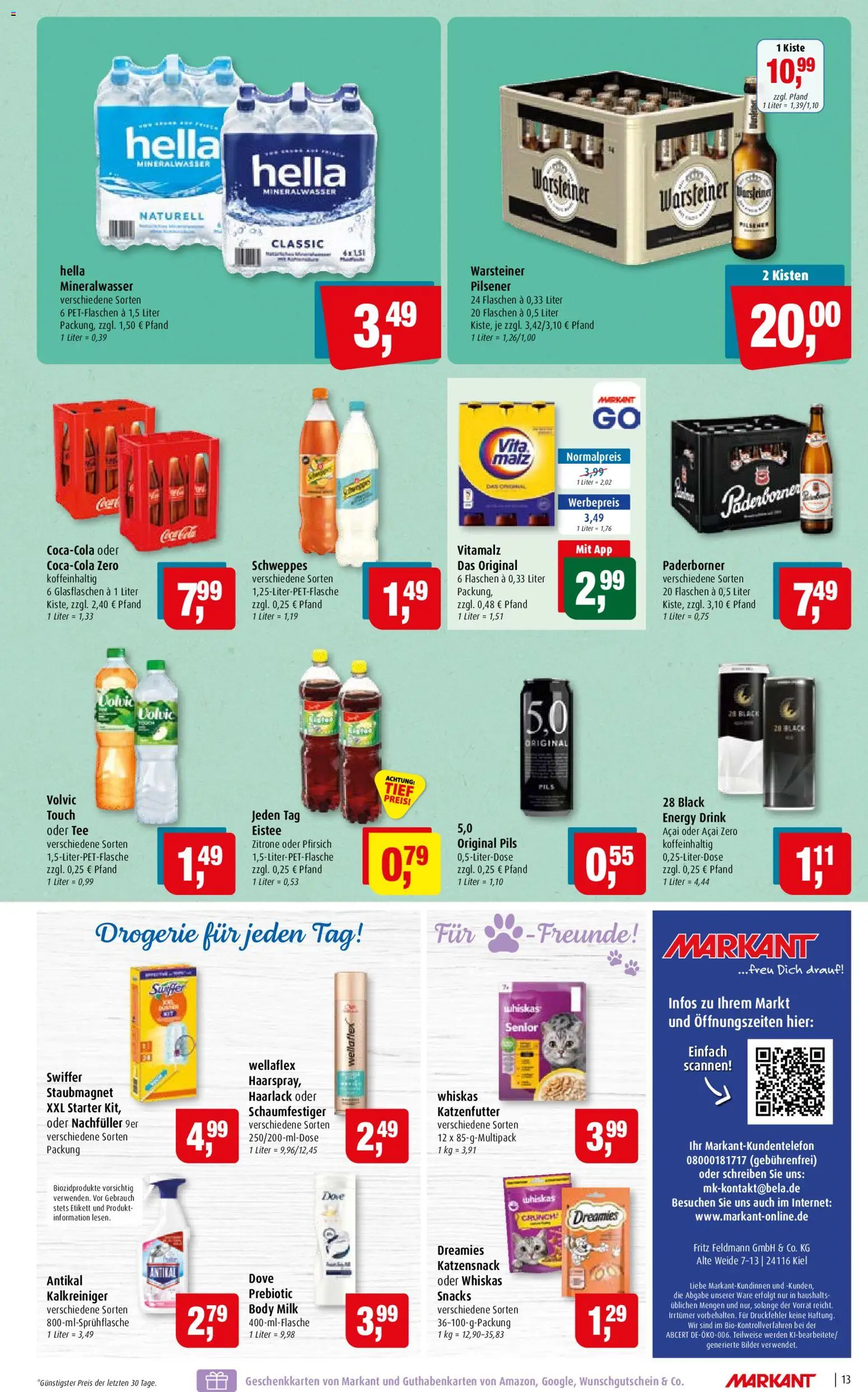 Markant Prospekt – gültig ab 24.08.2026 | Seite: 13 | Produkte: Pils, Bilder, Warsteiner, Pfirsich