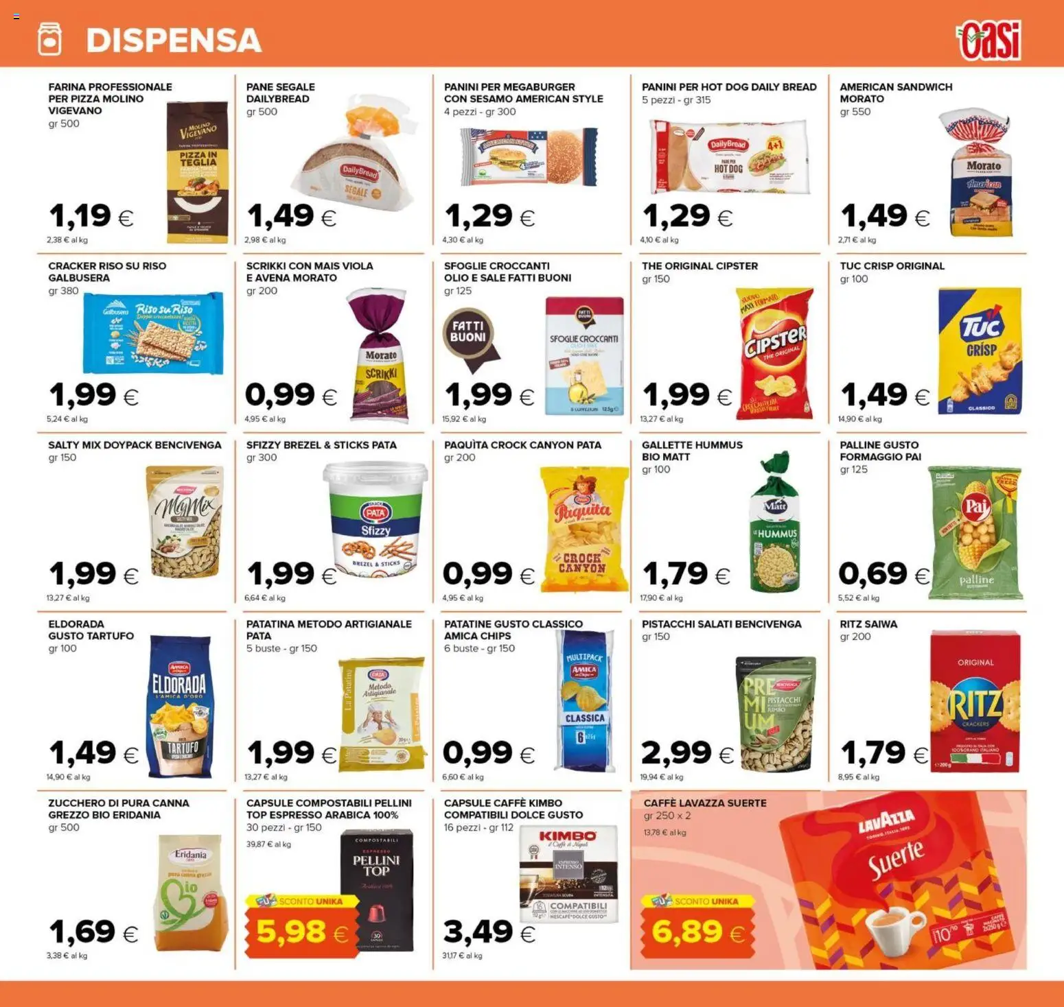 Volantino Oasi del 21/08/2026 | Pagina: 17 | Prodotti: Olio, Crackers, Hummus, Pellini