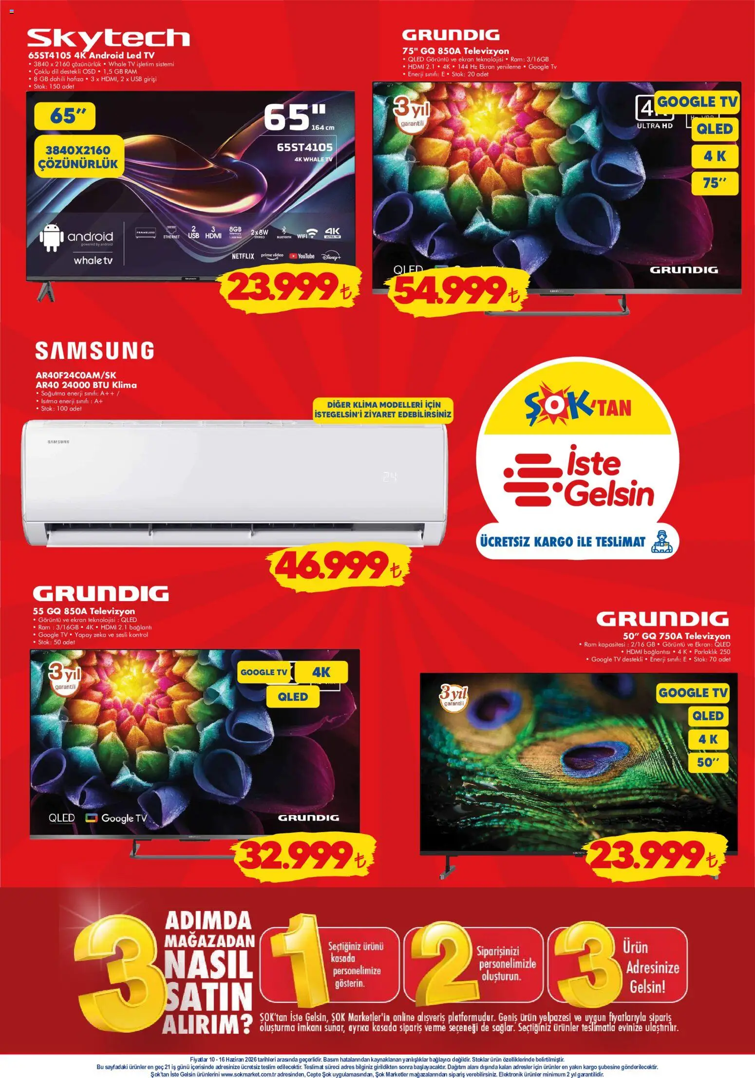 Şok Market Katalog - 10.06.2026 tarihinden itibaren geçerlidir | Sayfa: 7 | Ürünler: TV, Televizyon, USB, Klima