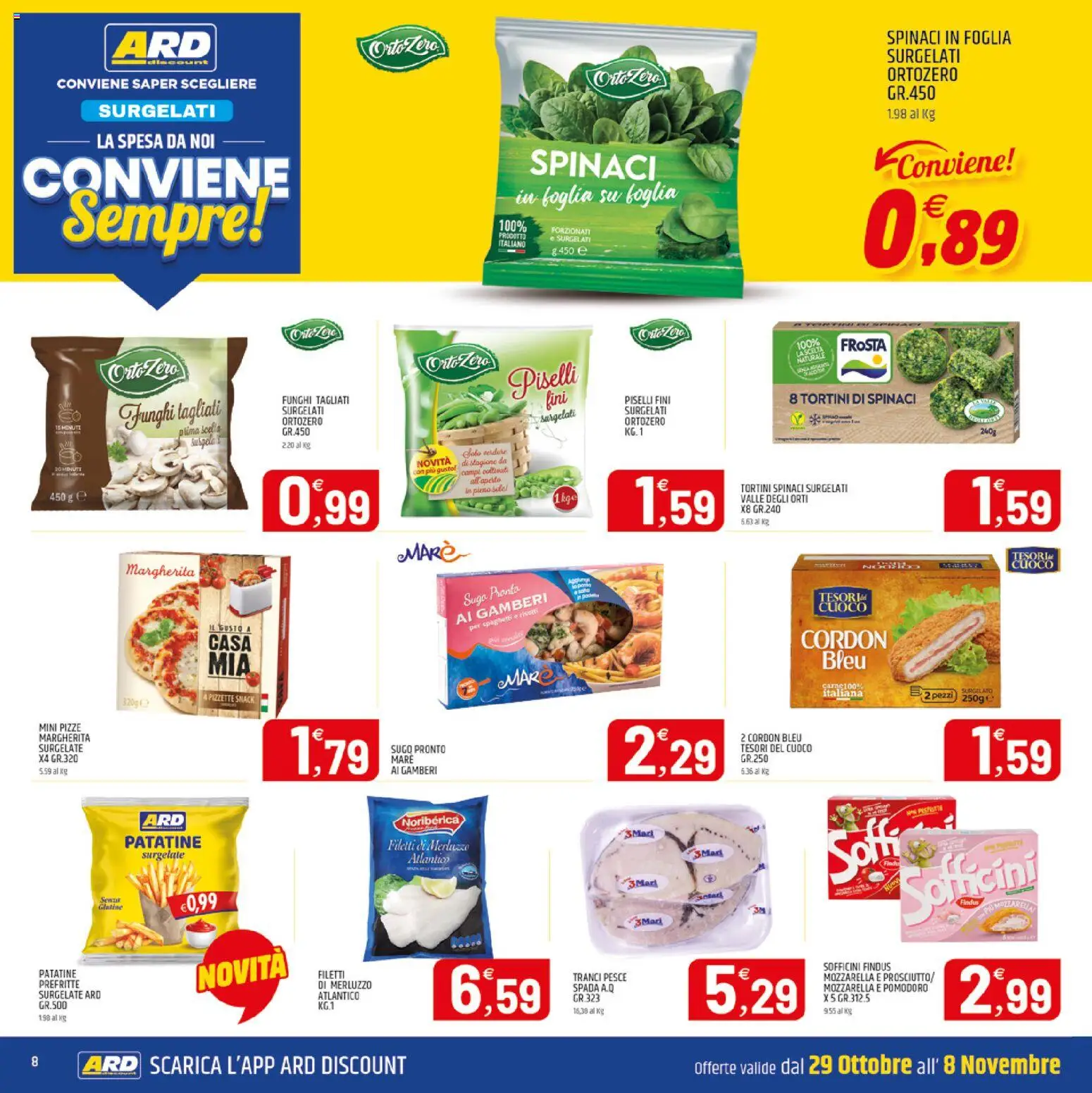 Volantino ARD Discount del 29/10/2026 | Pagina: 16 | Prodotti: Pesce, Mozzarella, Prosciutto, Piselli
