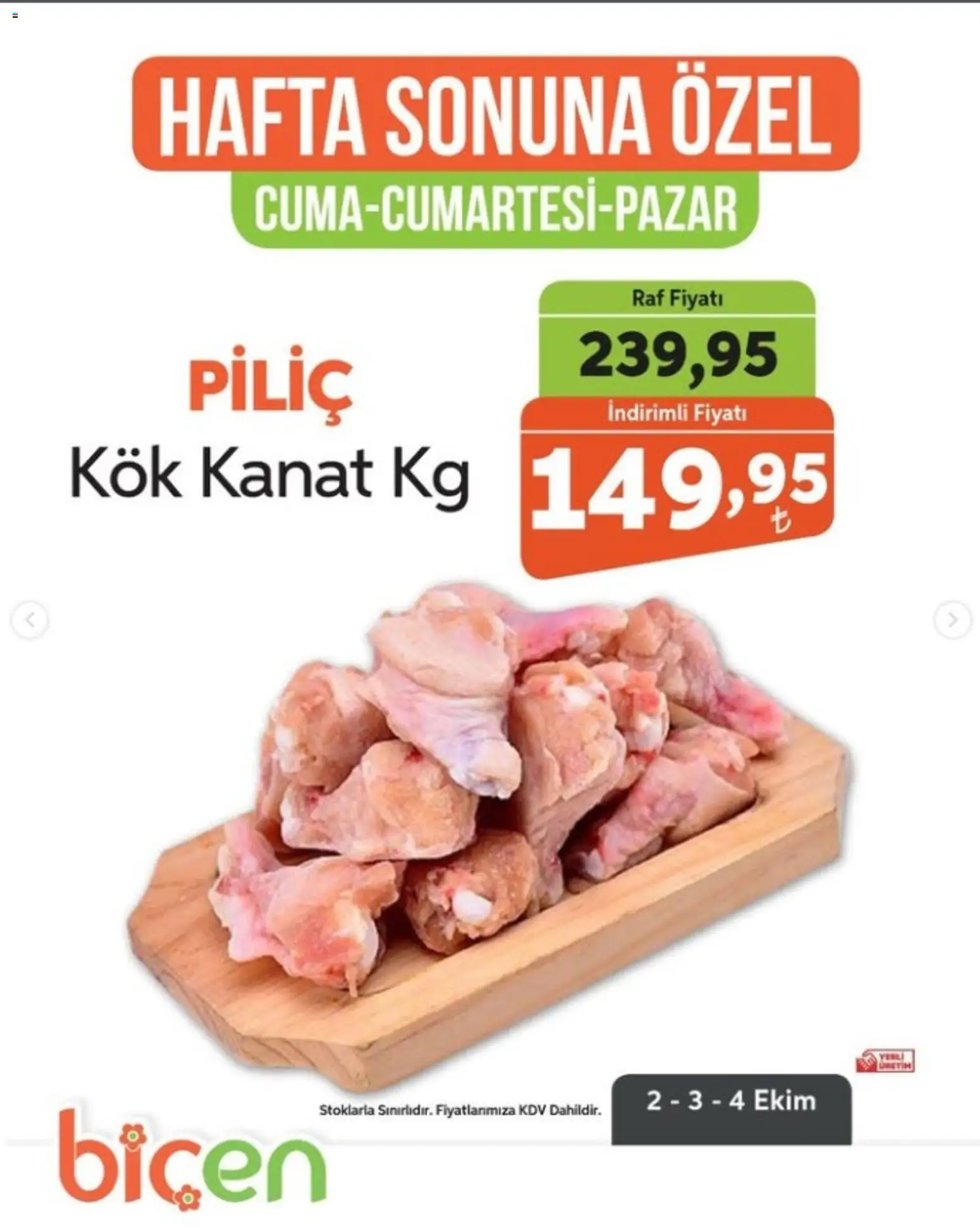 Biçen Market - Hafta Sonuna Özel - 02 Ekim 2026 tarihinden itibaren geçerlidir | Sayfa: 7 | Ürünler: Raf, Piliç