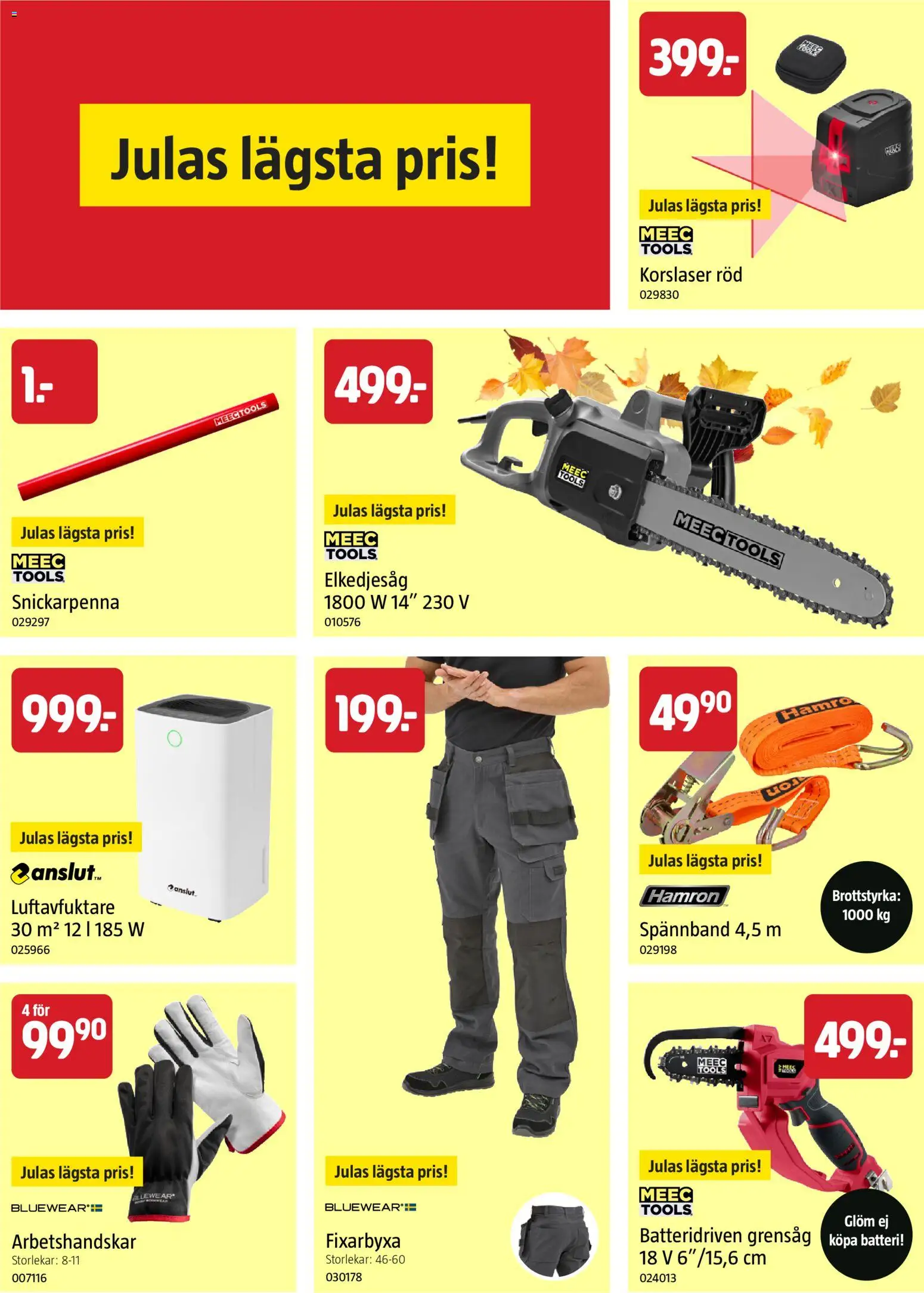 Jula reklamblad aktuell från 01/09/2026 | Sida: 8 | Produkter: Arbetshandskar, Luftavfuktare, Grensåg, Batteri