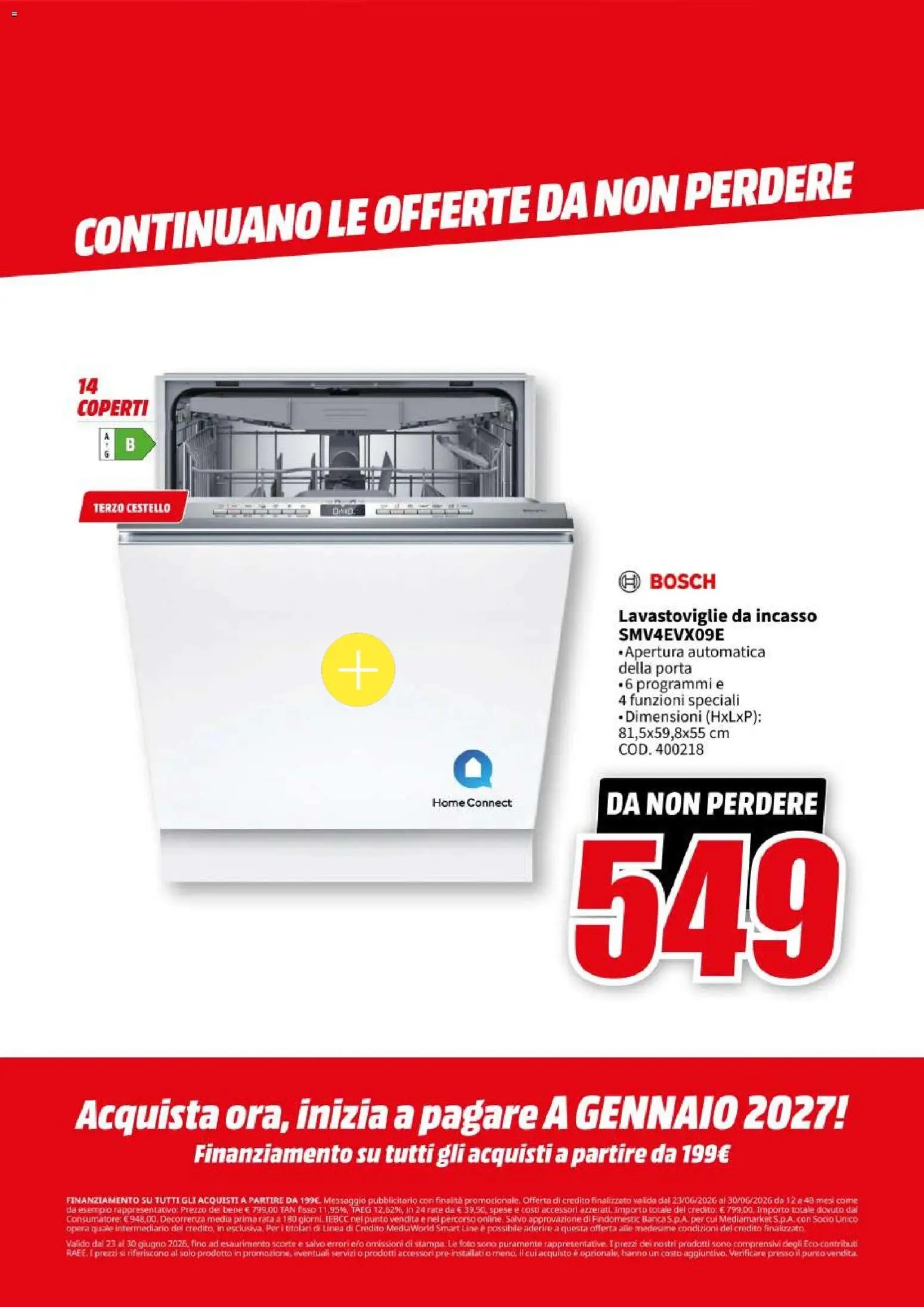 Volantino Media World del 23/06/2026 | Pagina: 74 | Prodotti: Lavastoviglie da incasso, Lavastoviglie