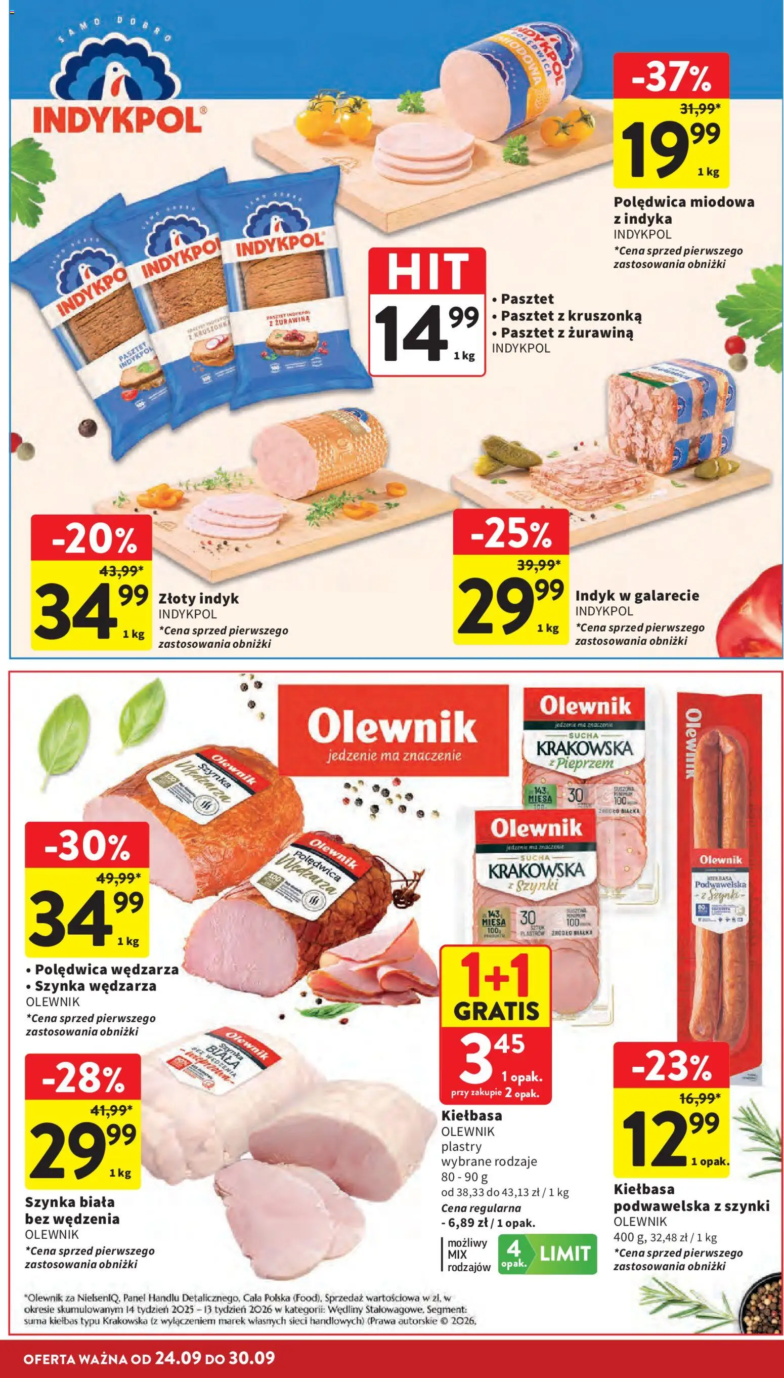 Intermarche gazetka od 24.09.2026 | Strona: 18 | Produkty: Szynka, Żurawina, Kiełbasa podwawelska, Wędliny