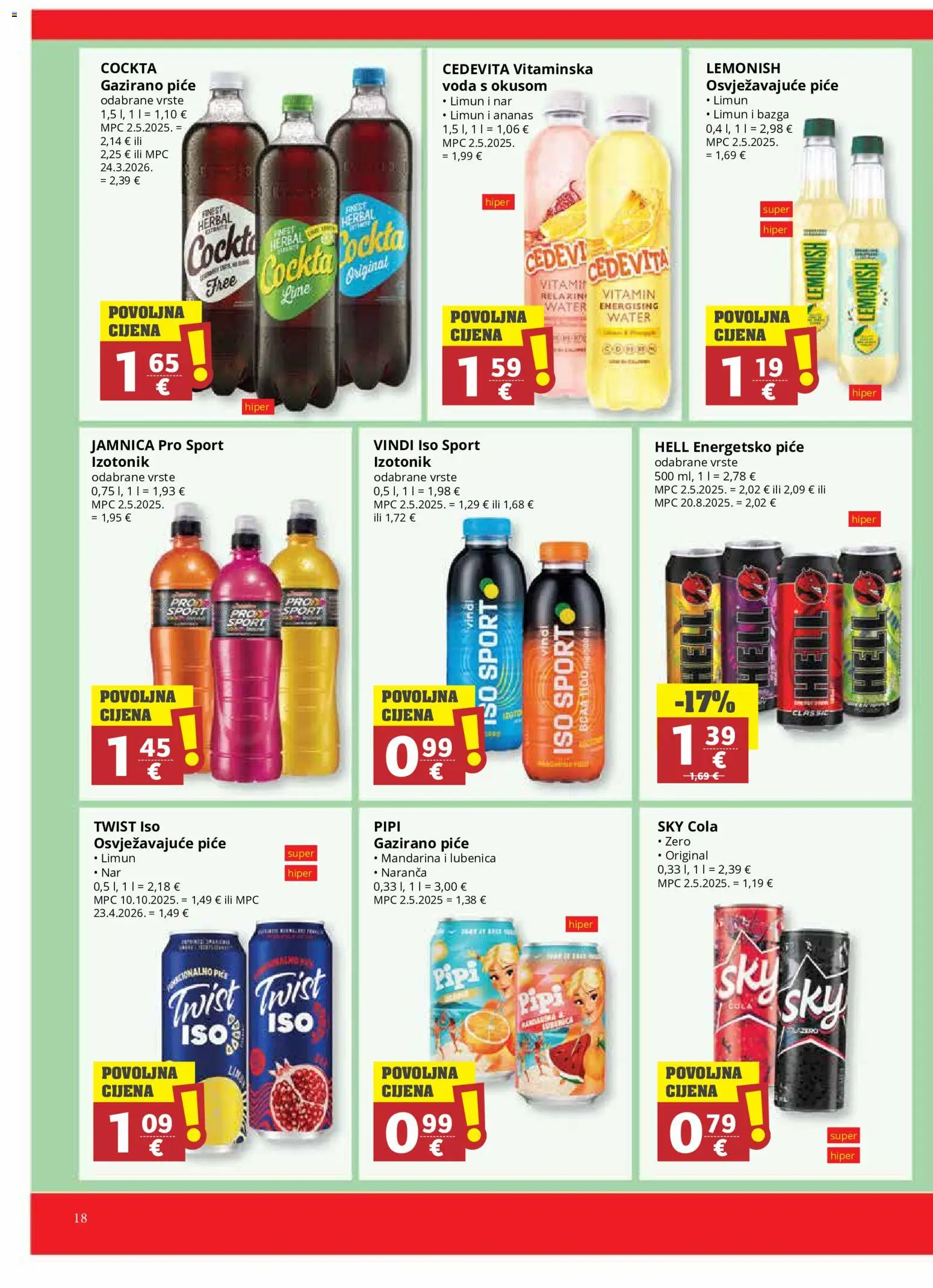 Ribola katalog | vrijedi od 08.07.2026 | Stranica: 18 | Proizvodi: Sky Cola, Mandarina, Jamnica, Limun