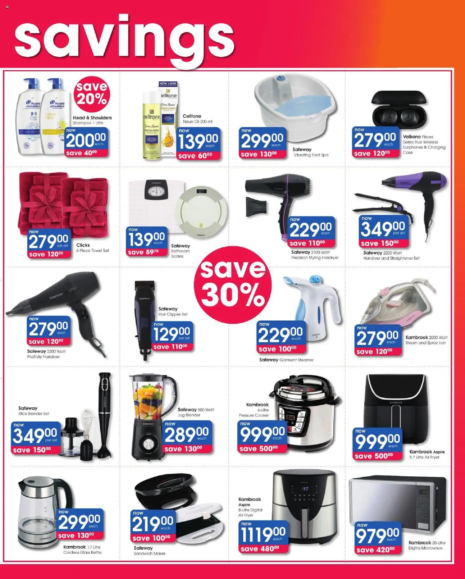 New Clicks catalogue – valid from 11/08/2026 | Page: 3 | Products: Earphones, Cooker, Air fryer, Shampoo