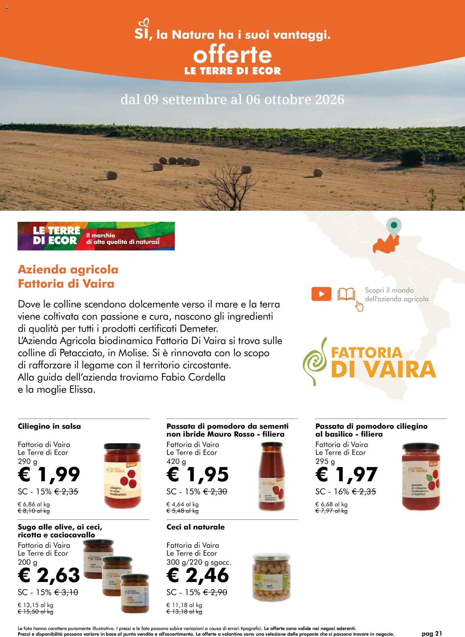 Volantino Natura Sì del 07/10/2026 | Pagina: 21 | Prodotti: Ceci, Pomodoro, Ricotta, Sugo