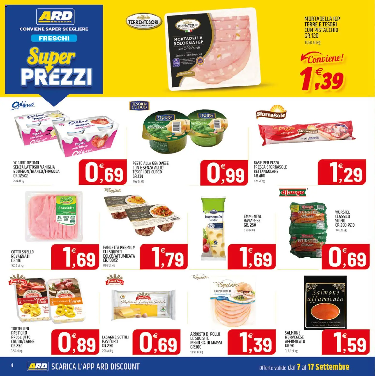 Volantino ARD Discount del 07/09/2026 | Pagina: 4 | Prodotti: Arrosto, Pizza, Pancetta, Wurstel