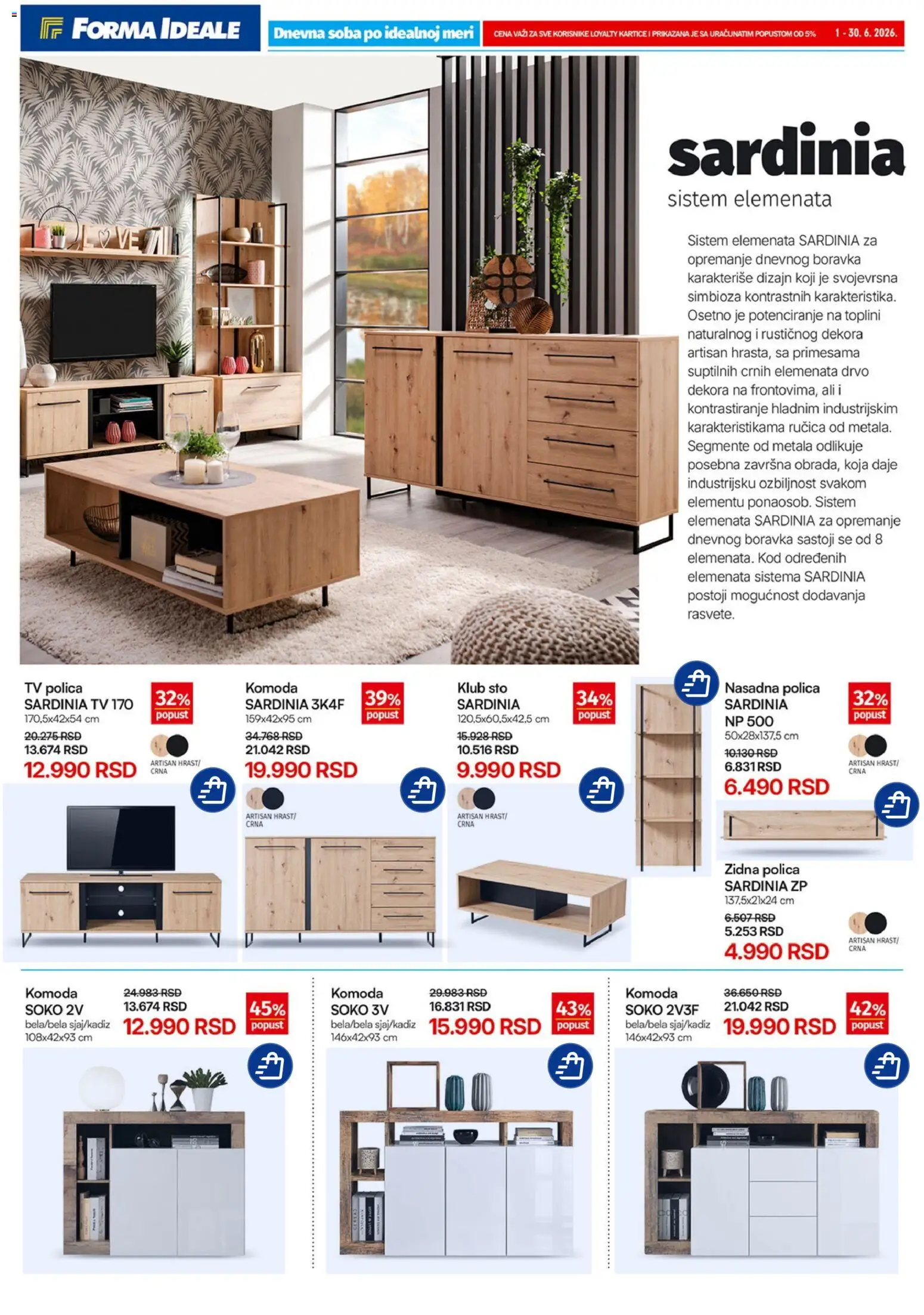 Forma Ideale katalog - važi od 01.06.2026 | Strana: 2 | Proizvode: Komoda, Polica, Sto, TV polica