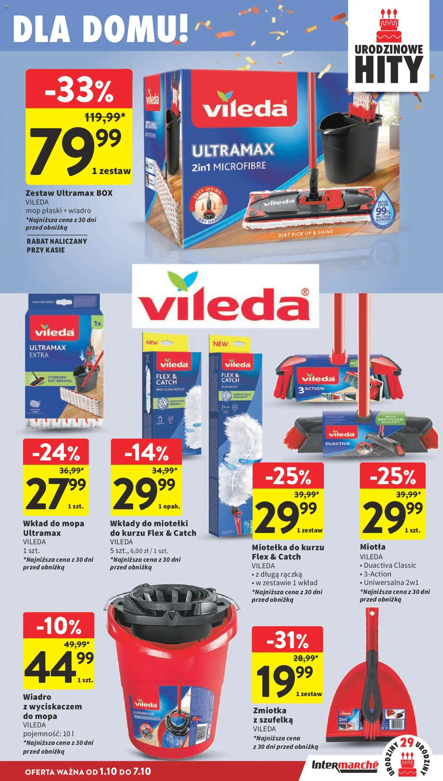 Intermarche gazetka od 01.10.2026 | Strona: 45 | Produkty: Miotełka do kurzu, Vileda, Mop