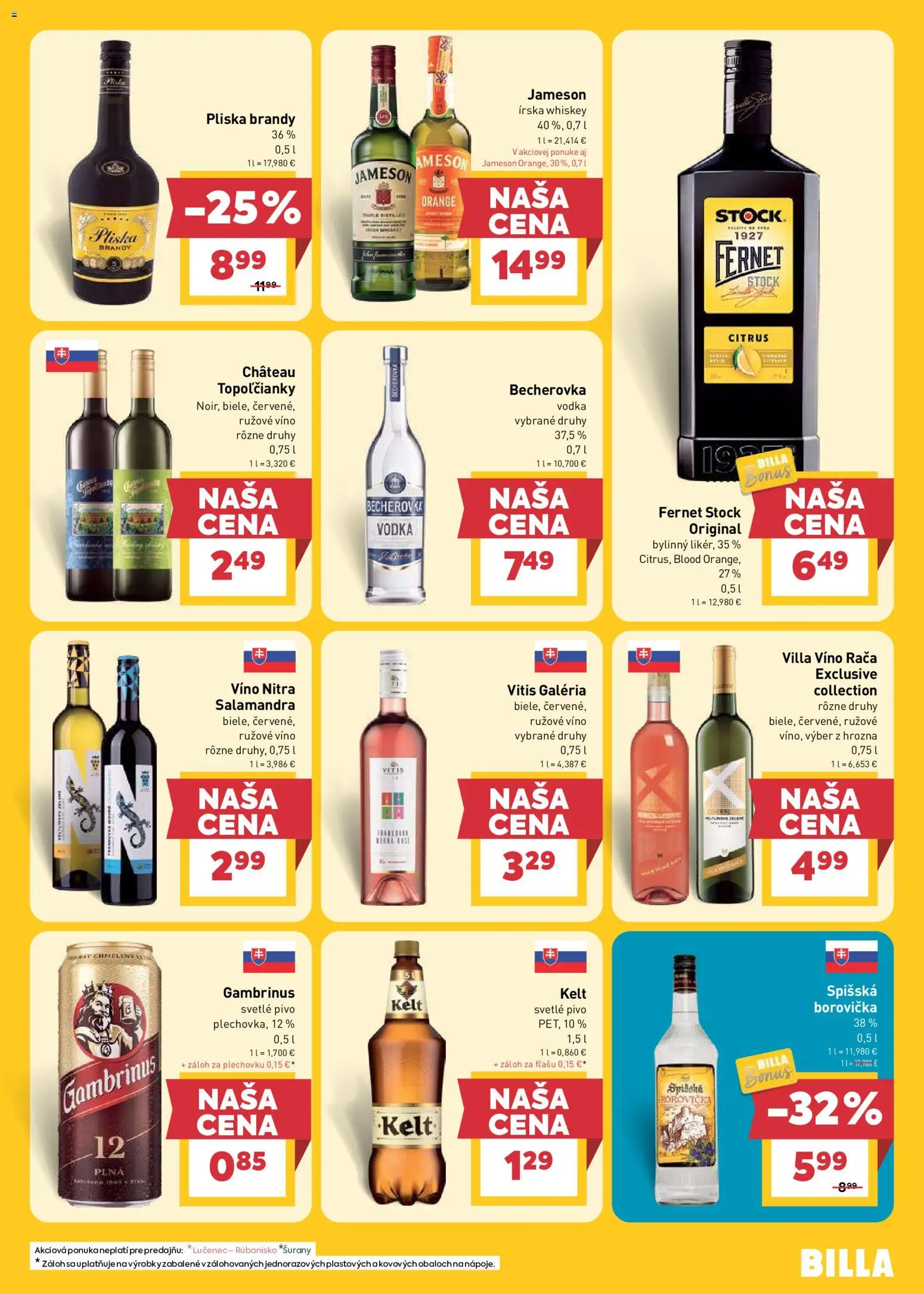 Nové Billa akcie – leták je platný od 13.05.2026 | Strana: 21 | Produkty: Becherovka, Víno, Rúžové víno, Brandy